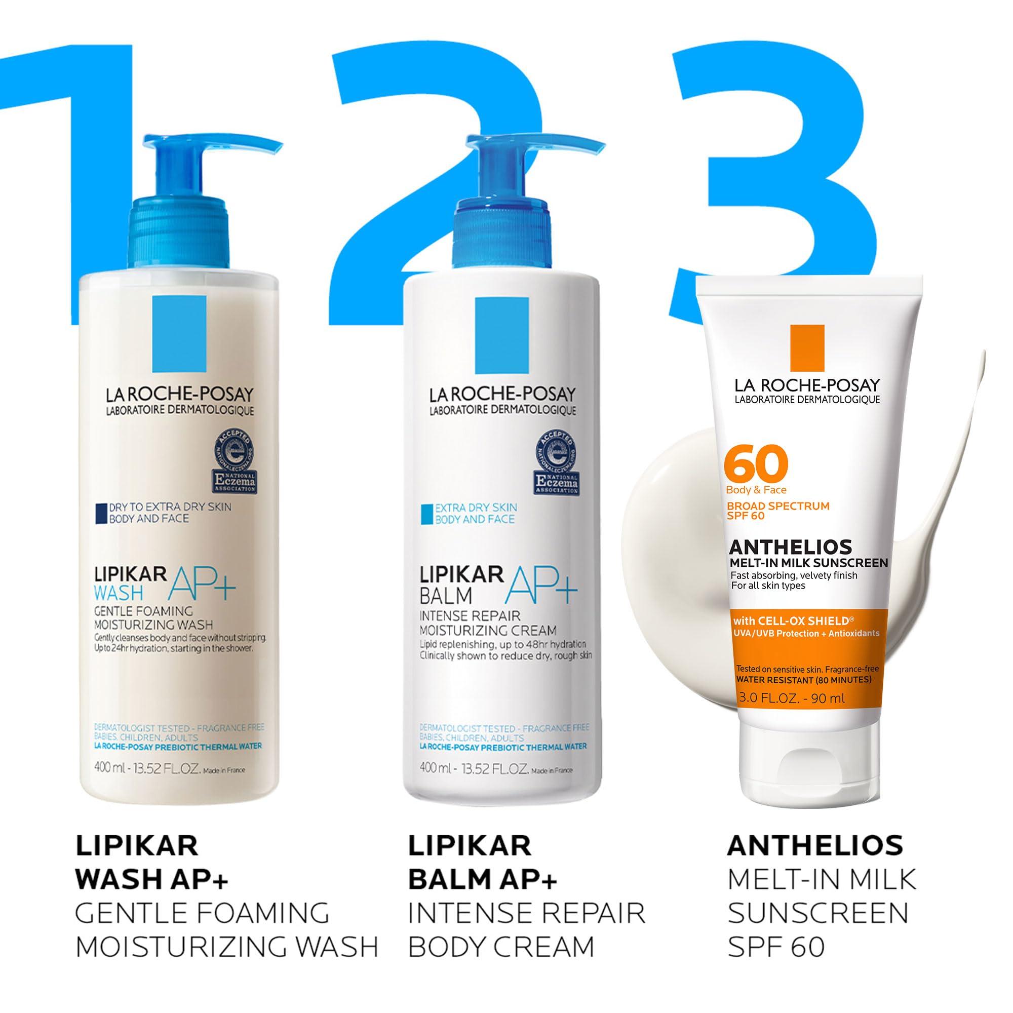 La Roche-Posay La Roche-Posay Anthelios Melt-In Milk Sunscreen SPF 60, Sunscreen For Body & Face, Broad Spectrum SPF + Antioxidants, Oil Free, Lightweight & Fast Absorbing, Oxybenzone Free
