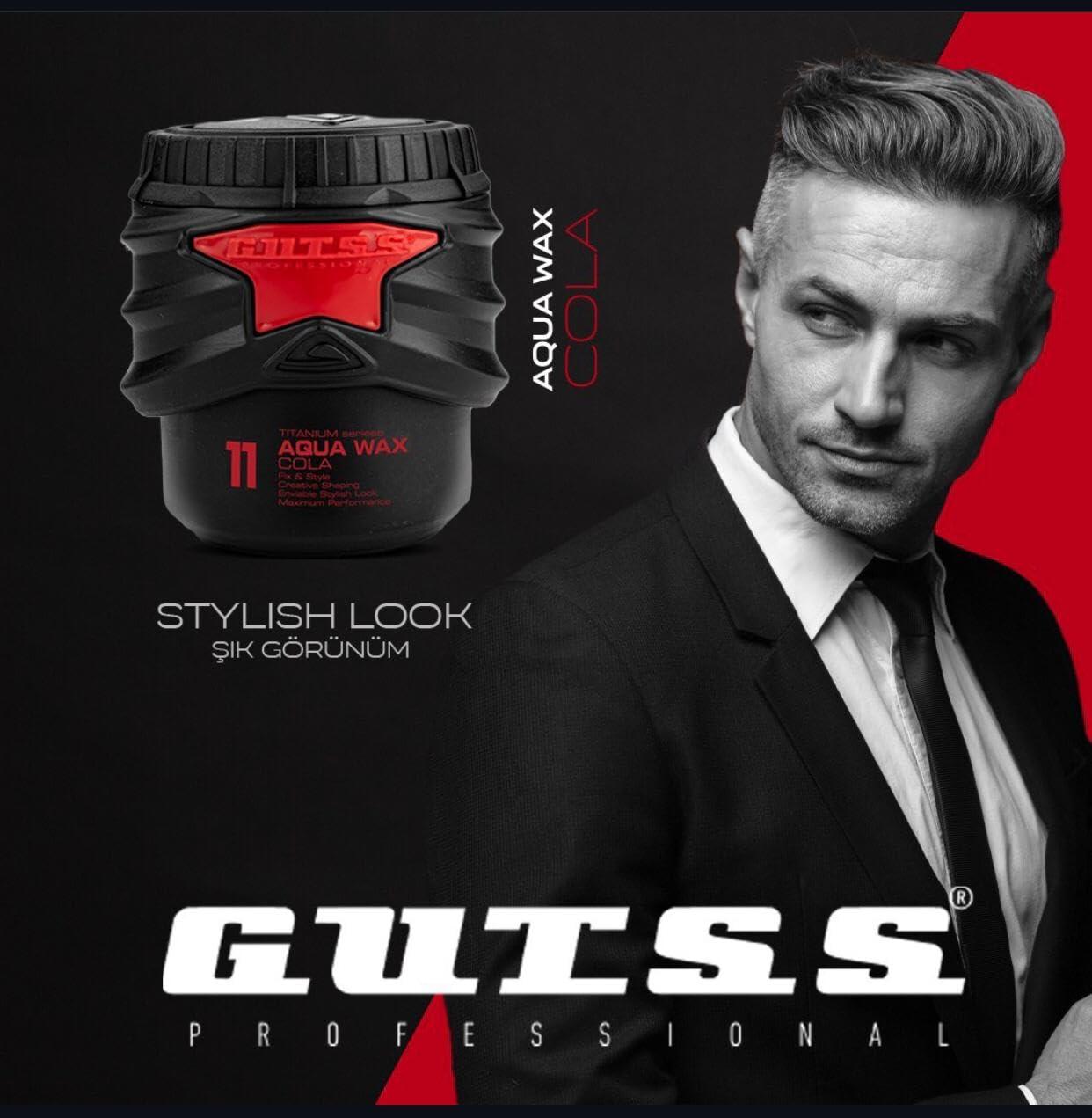 flowers cosmetic Generic Gutts Professional 11 Titanium seriess Aqua Hair Wax Cola Fix & Style Creative Shaping Enviable Stylish Look maximum Performans 150 ml, Black