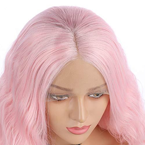 lara&missy lara&missy Pink Wig Lace Front Kinky Water Wave Wavy Curly Curl Natural Hair Effect Pink Wig with Baby Hair