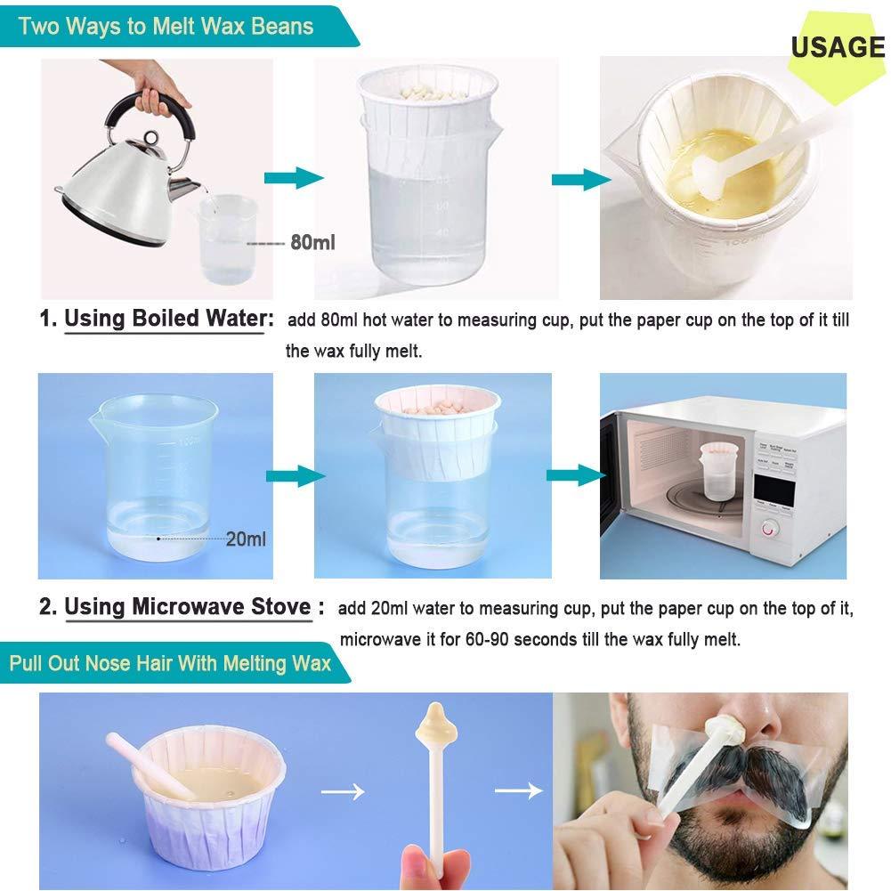 OAKEER Oakeer Nose Wax Kit - 40 Sticks, Hair Remover for Men & Women, Ears & Nose, with 20 Paper Cups & 100g Wax