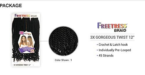 FreeTress Braids FreeTress Braids Synthetic Pre Looped Crochet Braid 3X GORGEOUS TWIST 12 (OT30), 1-pack