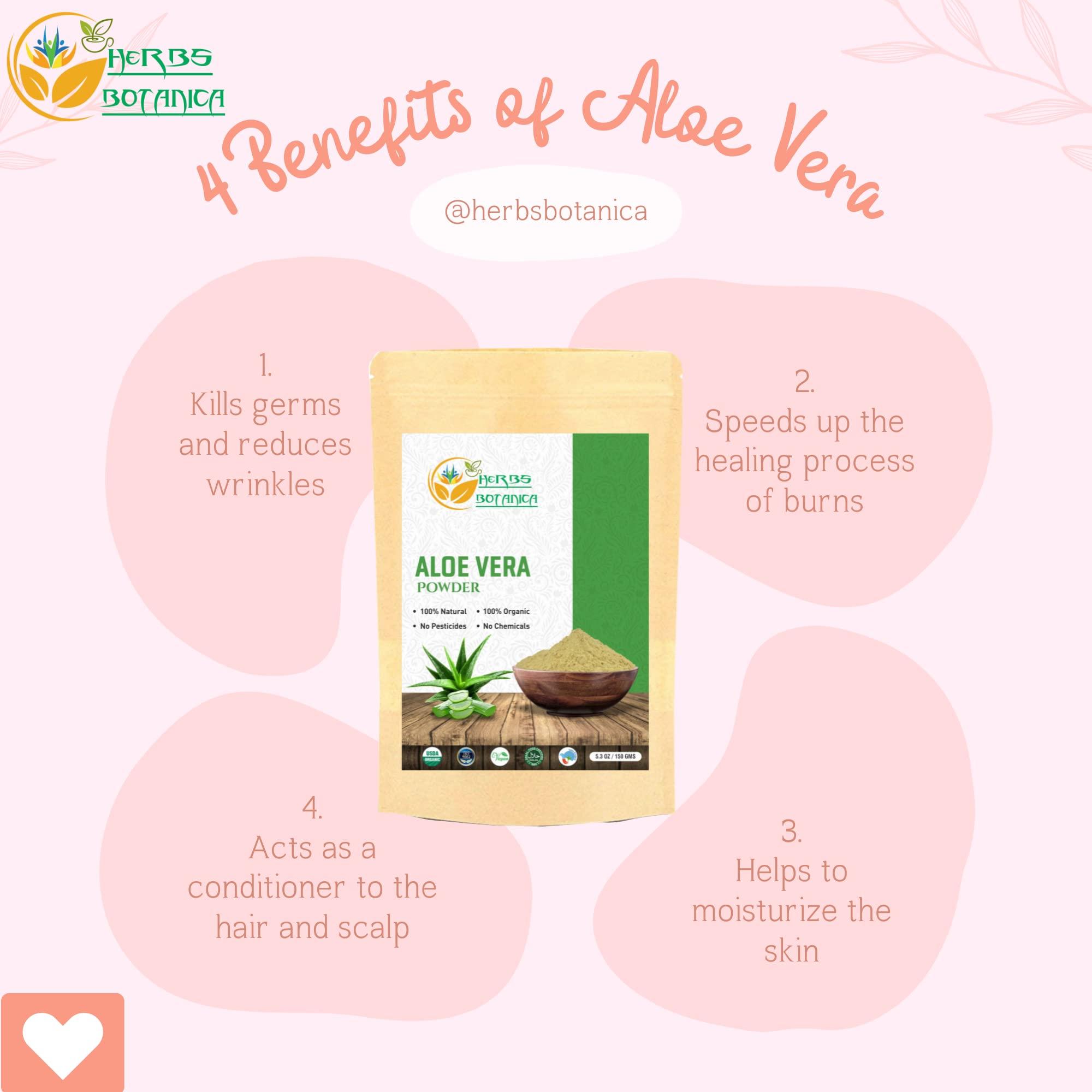 Herbs Botanica Herbs Botanica Aloe Vera Powder Organic for Hair Growth, Skincare, Haircare Organic, Moisturizing, and Soothing Aloe Barbadensis Vegan NO GMO 5.3oz /150g