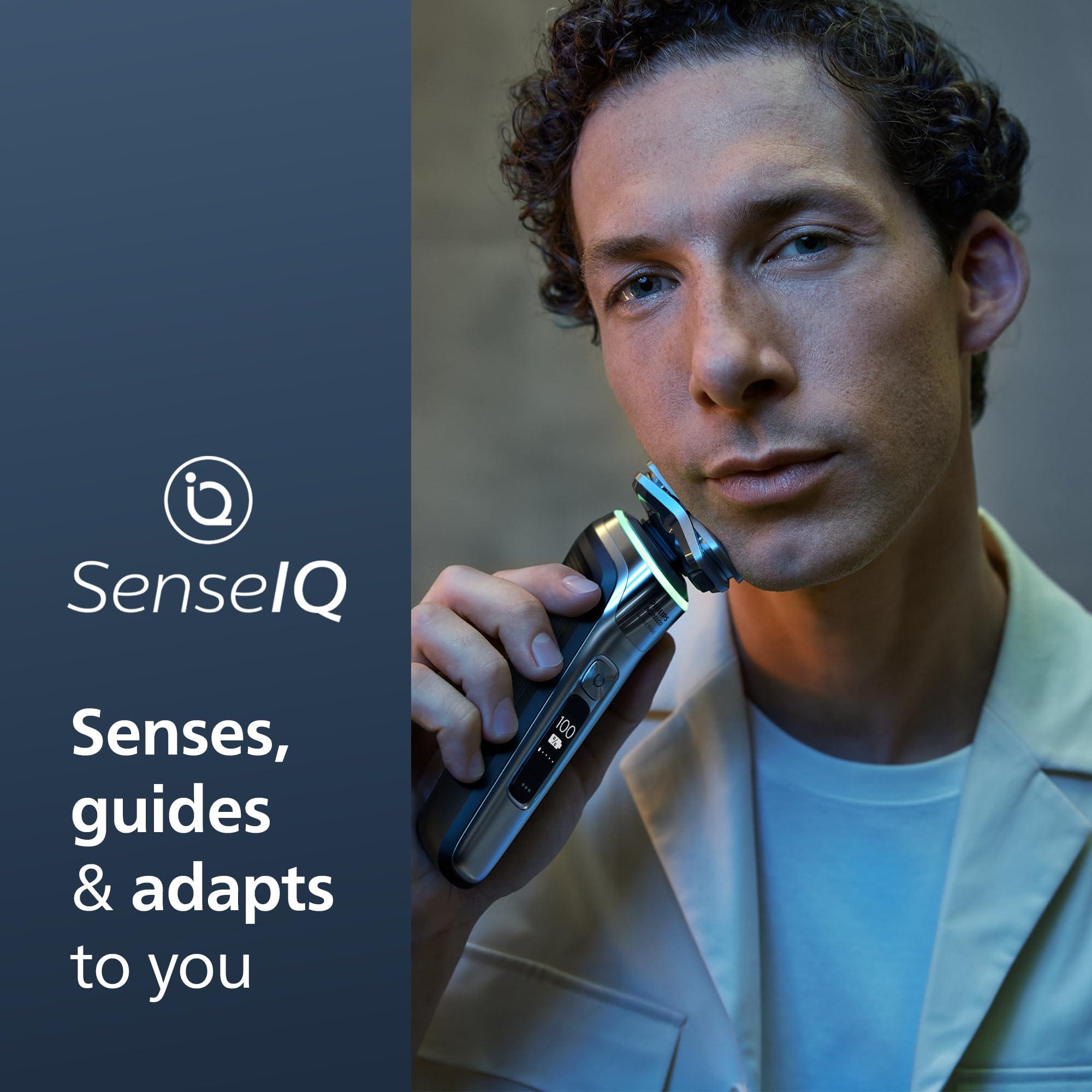 Philips Norelco Philips Norelco Shaver Series 9000, Wet and Dry Electric Shaver, with Lift & Cut Shaving System and SenseIQ Technology, Pop-up Trimmer, Cleaning Pod, Charging Stand and Travel Case, Model S9987/85