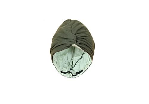Sustainably Silk Sustainably Silk Sleeping Turban wrap - Vegan Bamboo Silk Inner Sleep Cap for Curly/Frizzy Hair (Olive and Light Green, OS)