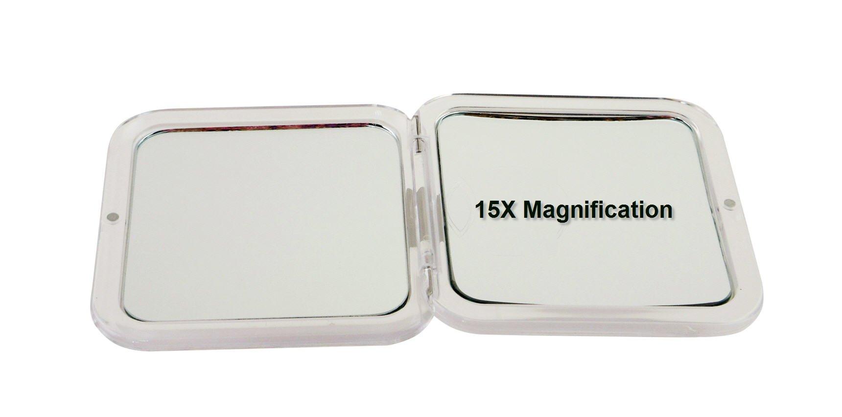 SKÖN lifestyle SKÖN lifestyle Missy 15X/1X Personal Compact Mirror - Powerful 15X magnification & traditional 1X mirror, Full 180 degree opening, Effortless magnetic closure and opening- Metallic Silver