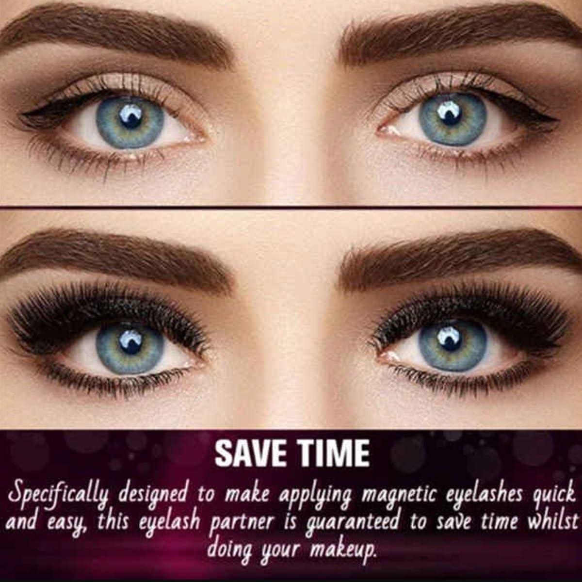 aralipu Reusable Magnetic Eyelash Kit, Magnetic Eyelash Partner Set with Eyeliner, Natural Look 8D Magnetic Lashes with Eyelashes Clip, 3D Magnetic Eyelash Kit Long Lasting, No Glue(MB4K-5+eyelash curler)