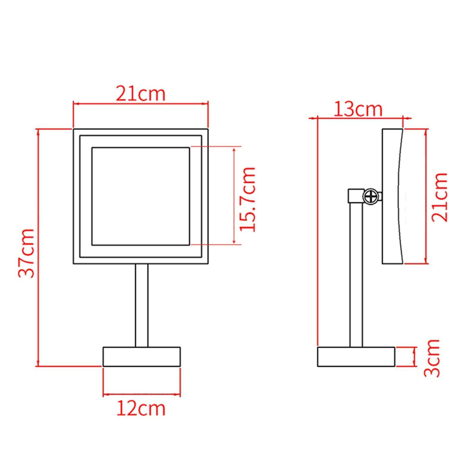 MUOBSBJRX MUOBSBJRX Led Makeup Mirror with Lights 8 Inch Brass 3X Magnification Countertop Vanity Mirrors Illuminated Cosmetic Mirror with Switch and Plug (Color : Black)