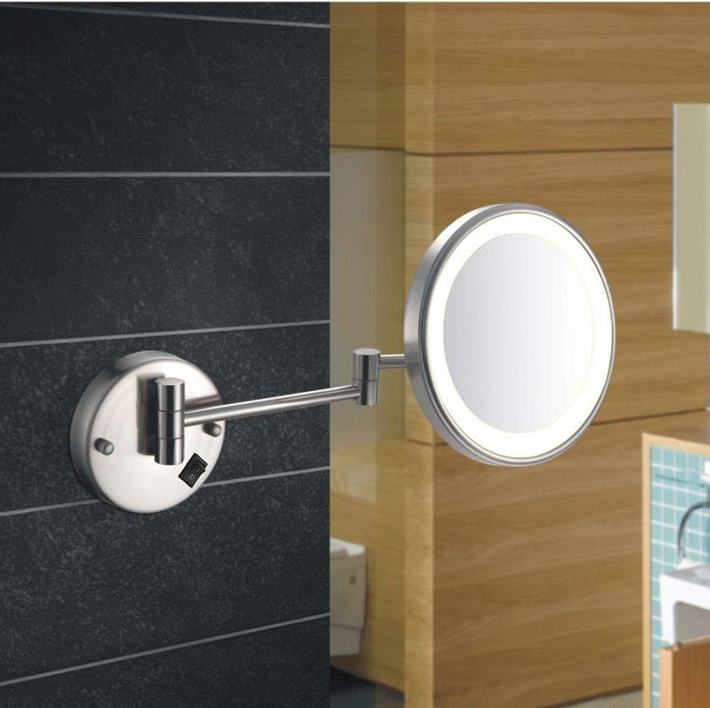 AWERAF AWERAF Wall Mount Led Lighted Makeup Mirror 10X Magnifying Premium Cosmetic Mirror 180 Swivel Extendable Vanity Mirror for Bathroom 8 inch UK Plug/Black Bronze (Nickel Brushe