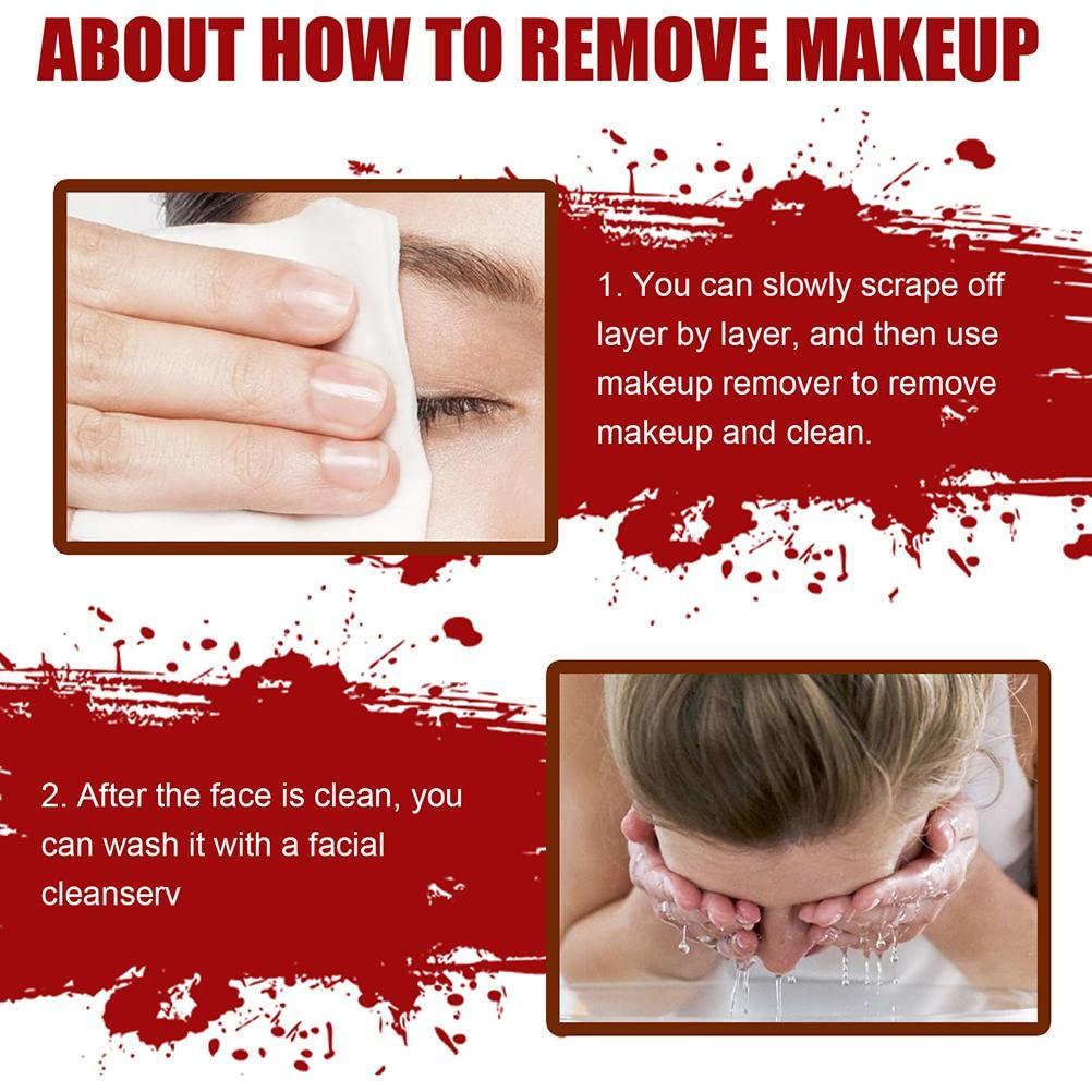 ICRPSTU Halloween Special Effects SFX Makeup Kit for Zombie Vampire Skin Wax Fake Blood Gel Scar Water Fake Blood Spray Sponge Silver Scraper for Halloween Cosplay (Set 1: Halloween