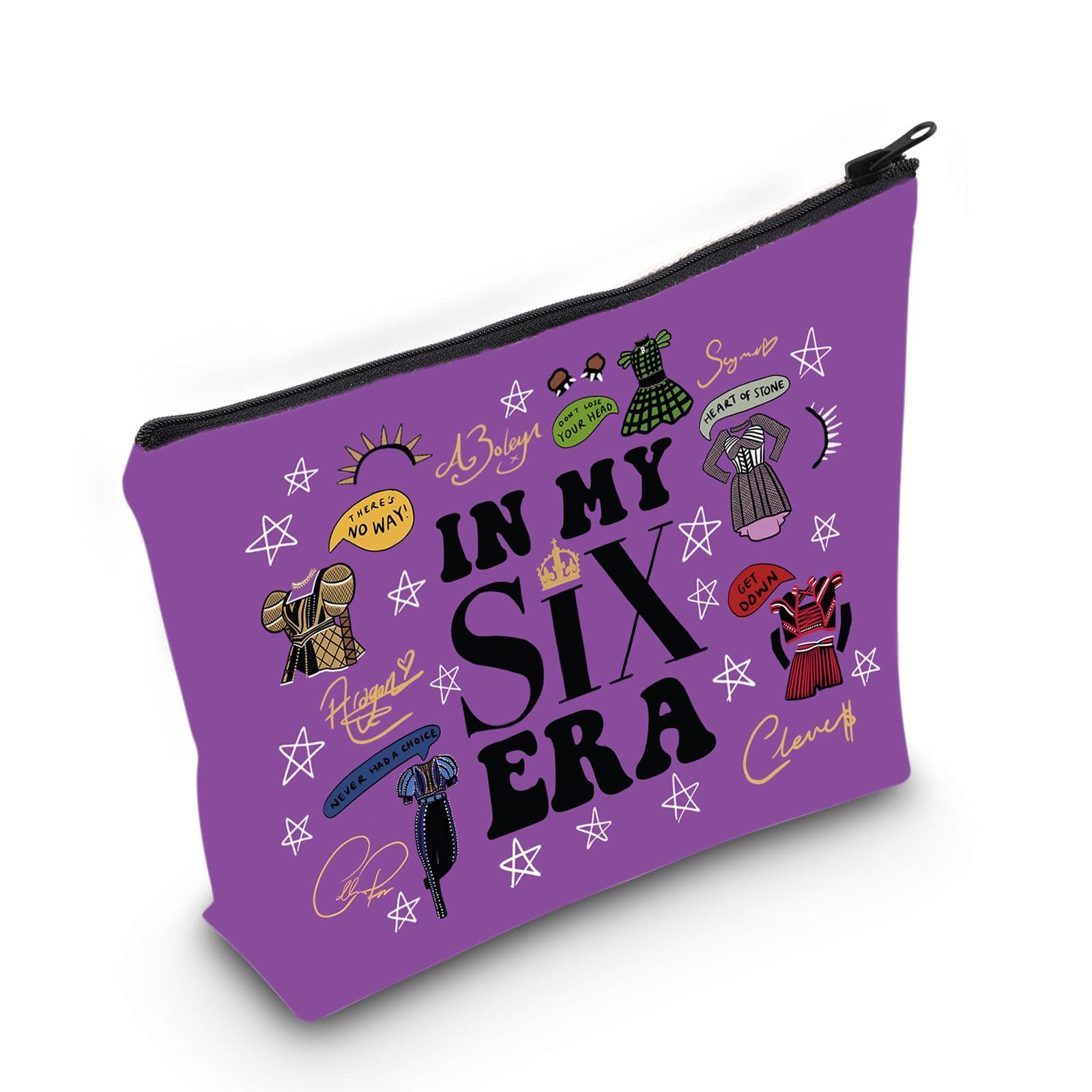 BLUPARK BLUPARK Six Musical Queens Makeup Bag Six the Musical Inspired Gift Broadway Queen Lover Gift IN MY SIX ERA Zipper Bag For Musical Fan (MB IN, MY SIX ERA)