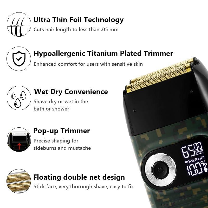 WTCBQC Electric Razors for Men, Professional Shaver Hair Cleaning Shave Shaper Foil Electric Shaver Head Shaving Machine Rotary Motor Electric Razor for Men (Color : OneColor)