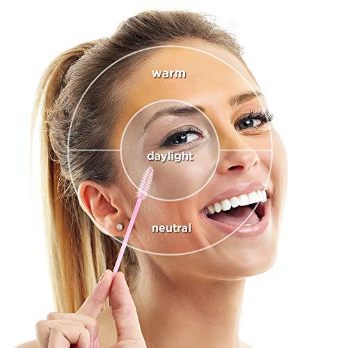 Fancii Fancii LED Makeup Vanity Mirror with 3 Light Setting and 15x Magnifying Mirror - Choose Between Soft Warm, Natural Daylight, or Neutral White Lights - Dimmable Countertop Cosmetic Mirror - Aura