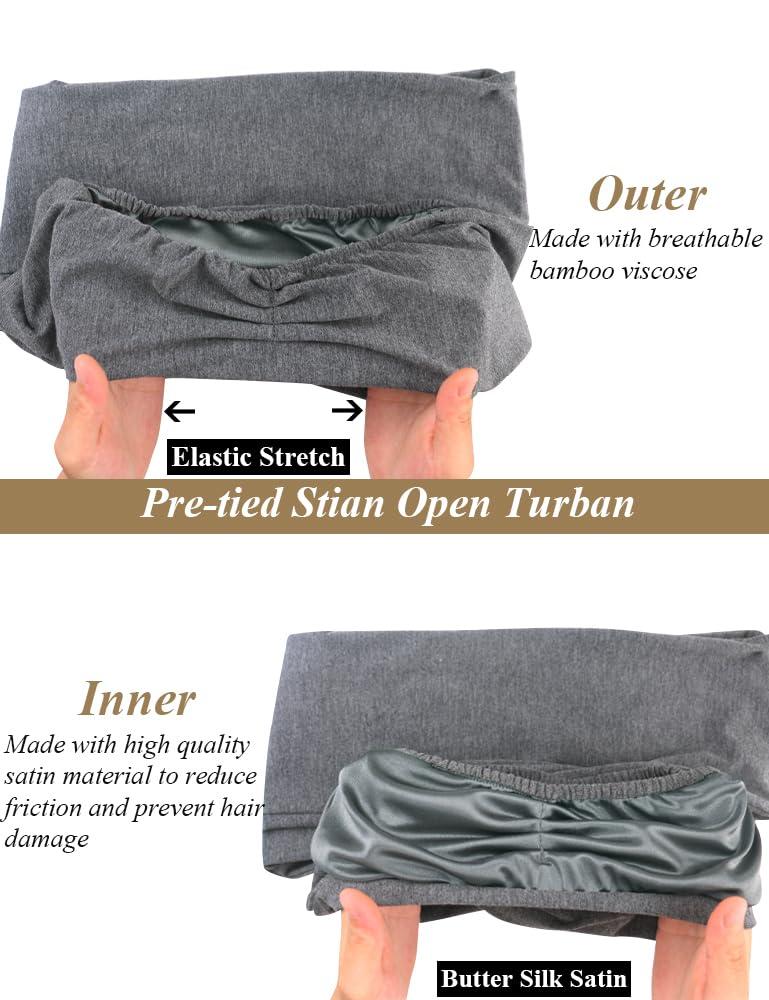 Ababalaya Ababalaya Satin Lined Open Turban Headband Mens Sweatband Sports Headband for Running,Cycling,Basketball,Yoga,Fitness Workout Stretchy Unisex Hairband, Grey, 1 PCS
