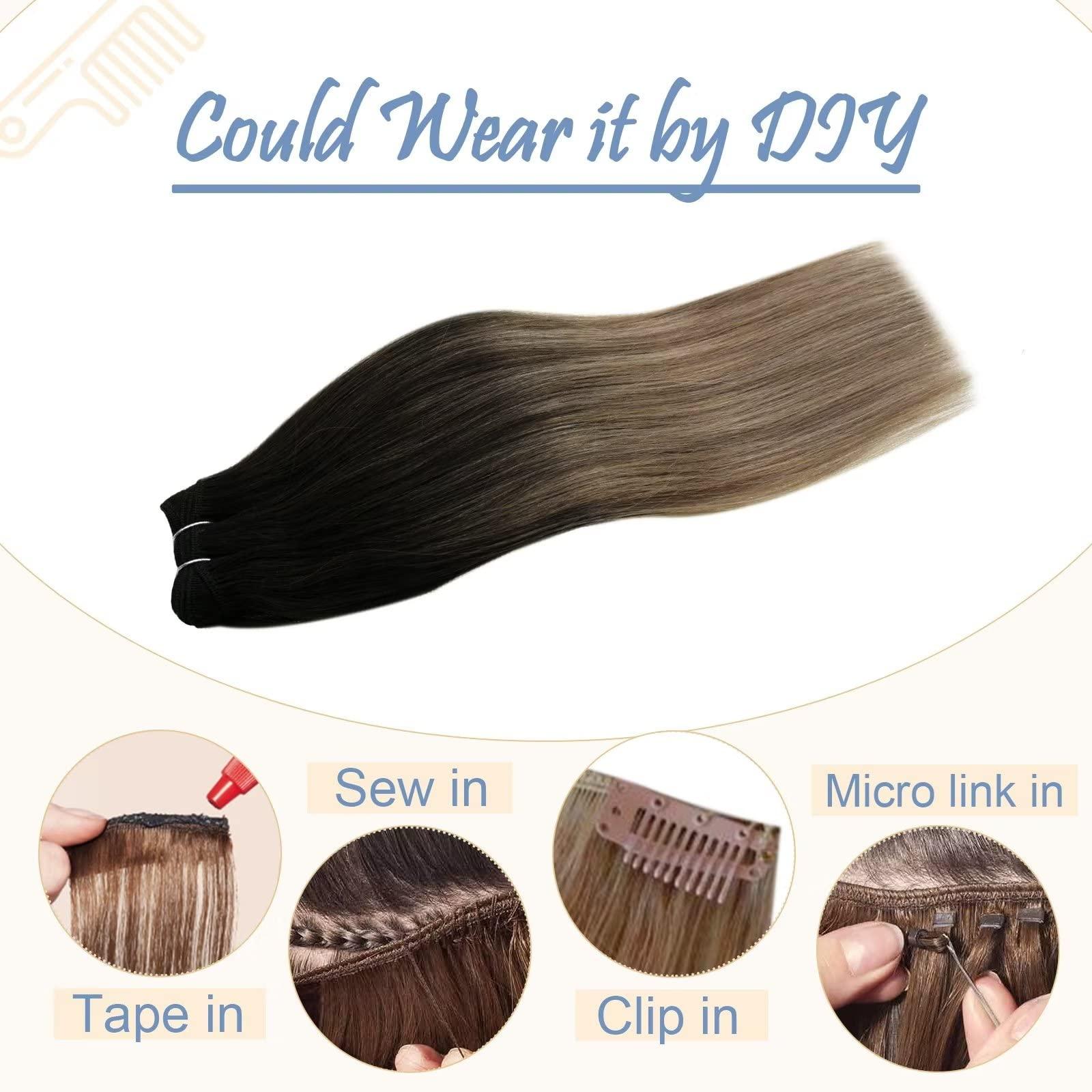 Easyouth Easyouth 18 Inch Nano Hair Extensions Brown Human Hair Balayage Hair Nano Tip Extensions Brown Ombre Nano Beads Hair Extensions Human Hair 50s/50g