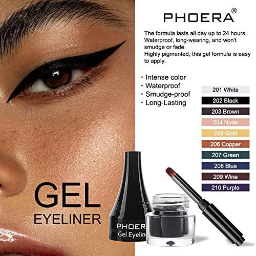 Go Ho Go Ho Dark Brown Gel Eyeliner Pot,Matte Cream Eyeliner Makeup,Smooth Highly Pigmented Long Lasting Gel Eyeliner with Brush,Eye Liner Gel Pot for Women,203 Brown