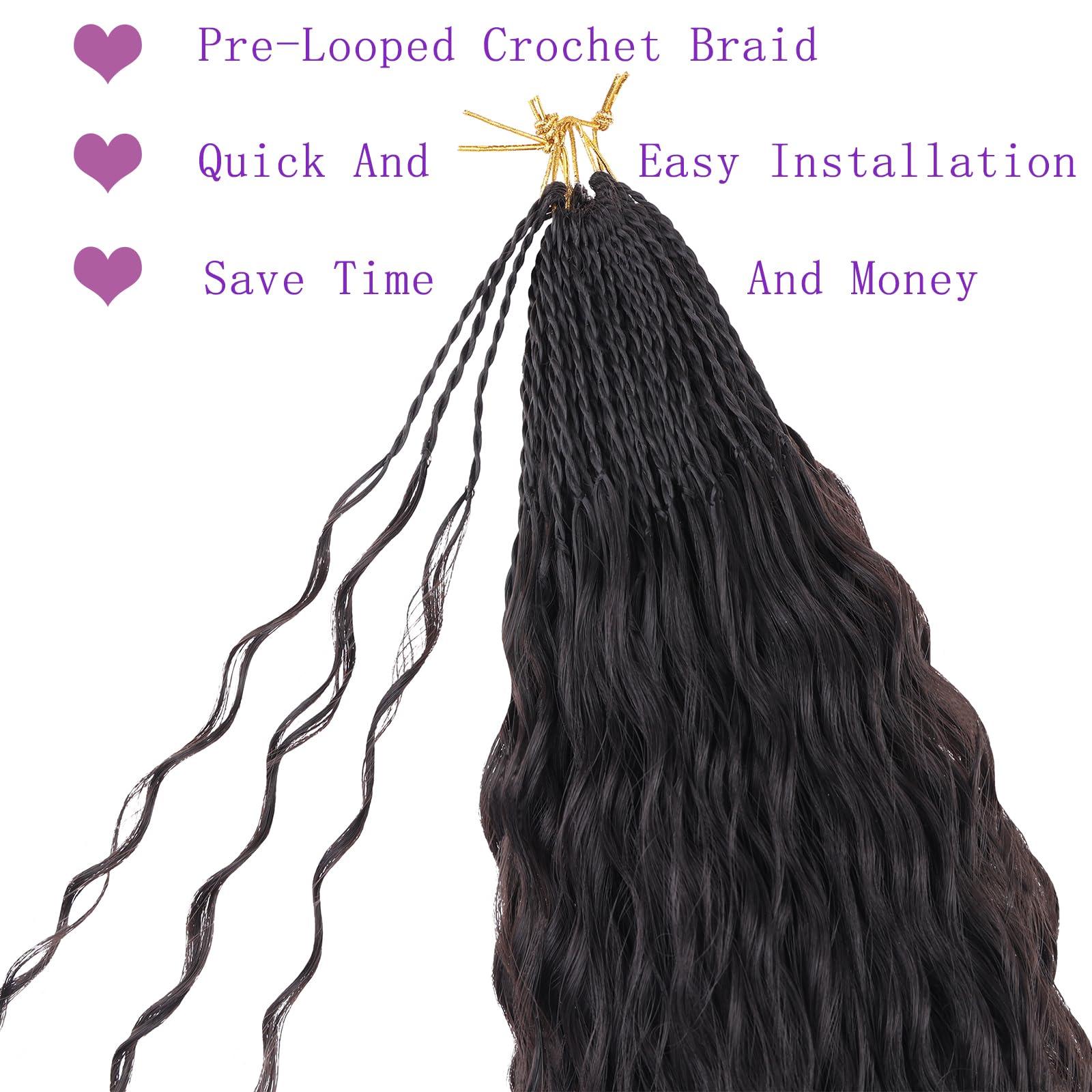 ZRQ ZRQ Pre looped Micro Brazilian Braids Curly Crochet Hair 30 inch Water Wave Crochet Hair Afro Kinky Curly Crochet Hair Extensions Deep Wave Synthetic Crochet Hair For Women
