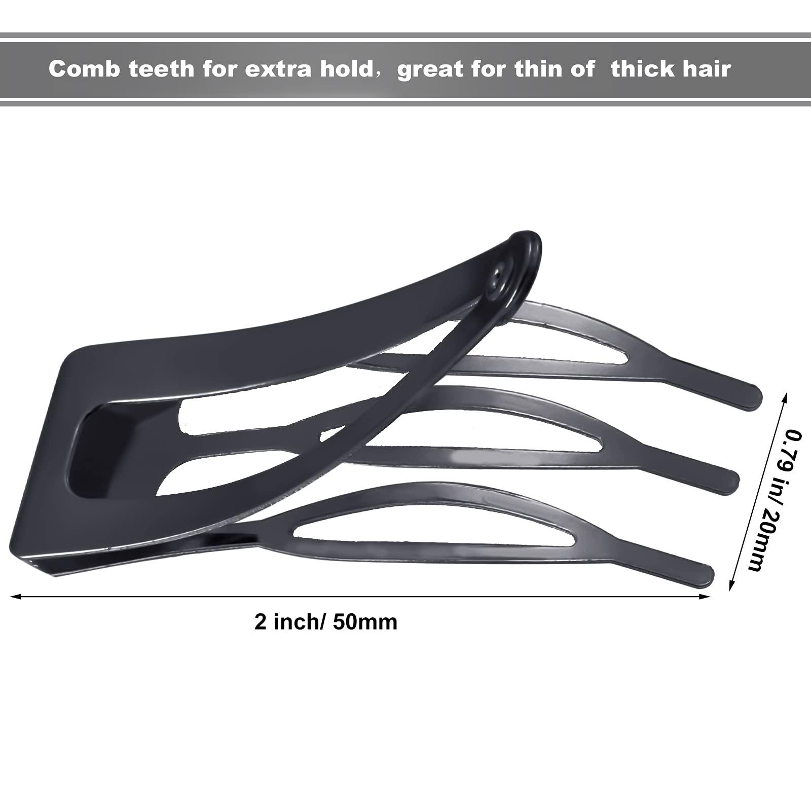 Chinco Chinco 24 Pcs Double Grip Hair Clips Metal Snap Clips Women Barrettes for Hair Making, Salon Supplies(Gun Black,2 Inch)