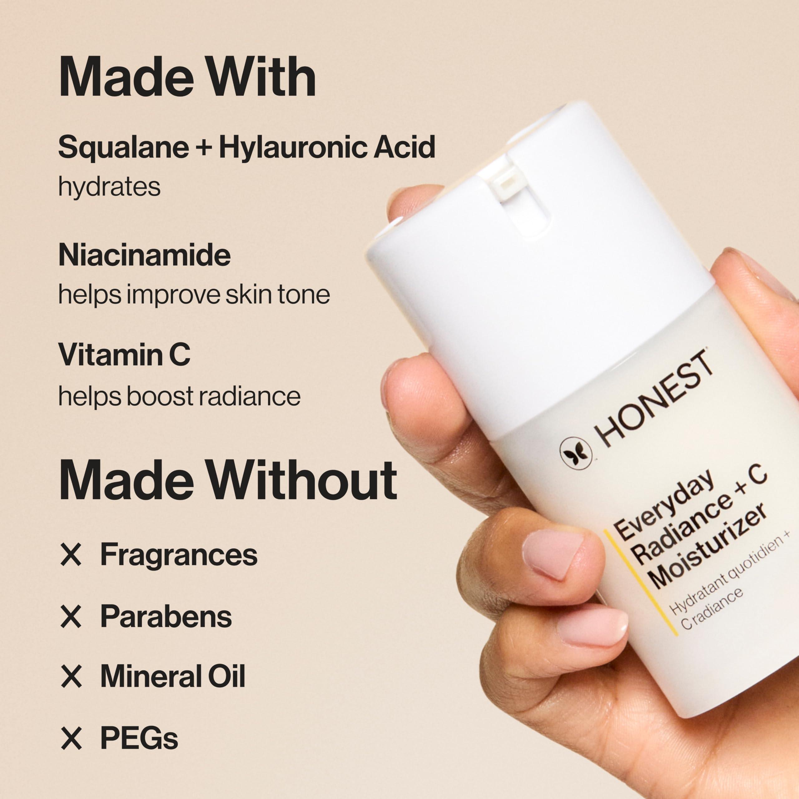 Honest Beauty Honest Beauty Get Glowing Bundle | Vitamin C Brightening Serum + Everyday Moisturizer | Improves Skin Tone | Gentle for Sensitive Skin, Fragrance Free, Vegan | 1 fl oz, 1.7 fl oz