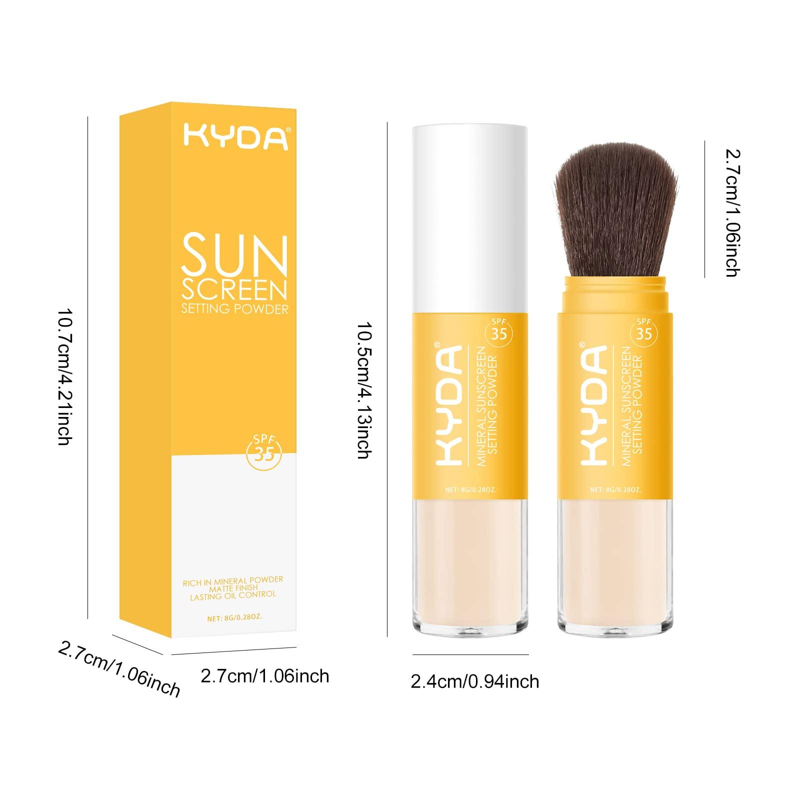 KYDA KYDA Mineral Sunscreen Setting Powder, SPF 35, Translucent, Mineral Brush Powder, Oil Control Natural Matte Finish, Lasting Lightweight Breathable, for All Skin