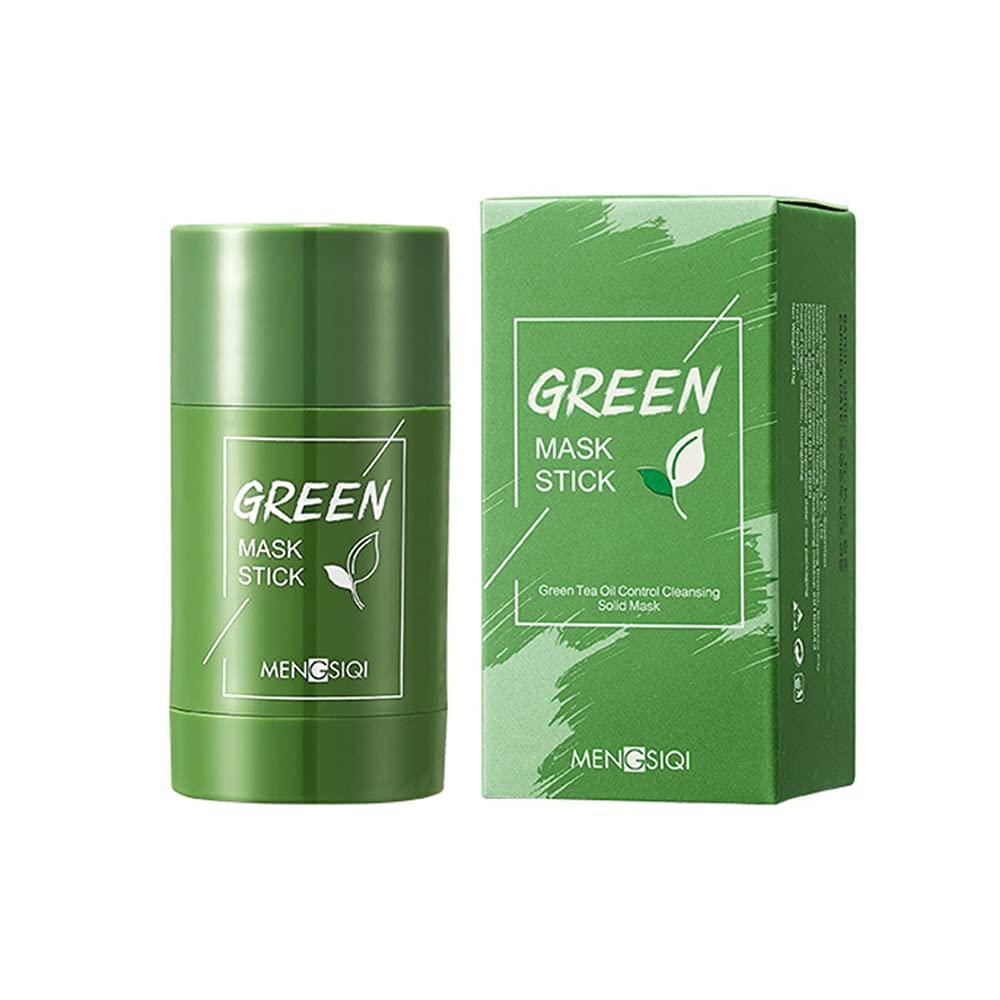 N\W Green-Tea Purifying Clay Stick Mask - Oil Control Anti-Acne Eggplant Solid Fine, Moisturizes and Controls The Oil, Acne Clearing, Blackhead Remover, Improves Texture of The Skin, Green,Purple