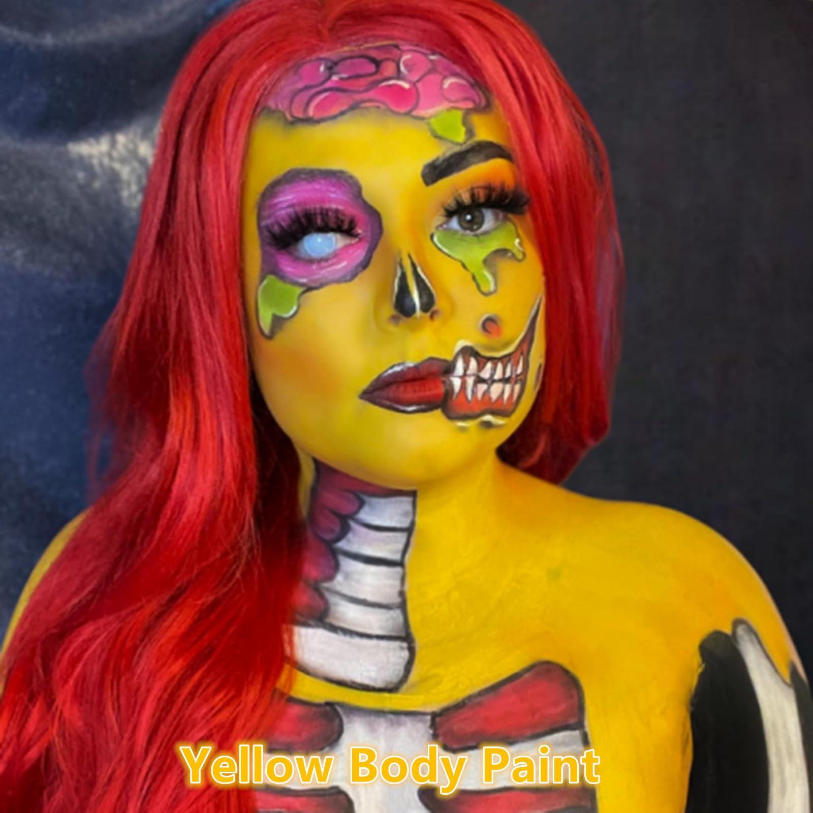 Go Ho Go Ho Cream-Blendable Yellow Face Paint Stick (1.06 oz) - Full-Coverage Body Paint for Adults, Children, Halloween, Cosplay, SFX Makeup - Waterproof Eye Black