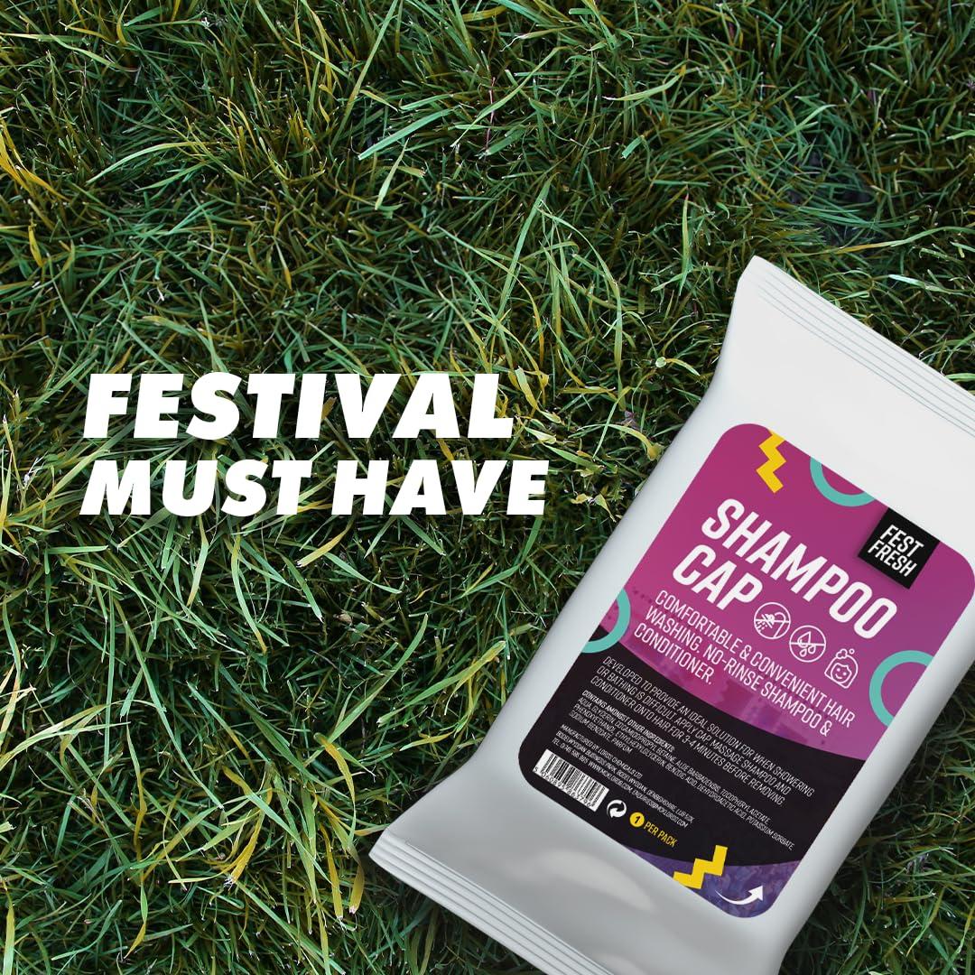 FestFresh FestFresh No-Rinse Shampoo Cap Hair Wash | Rinse-Free Waterless Shower | Perfect for Camping, Backpacking and Festivals | 1 Cap, White