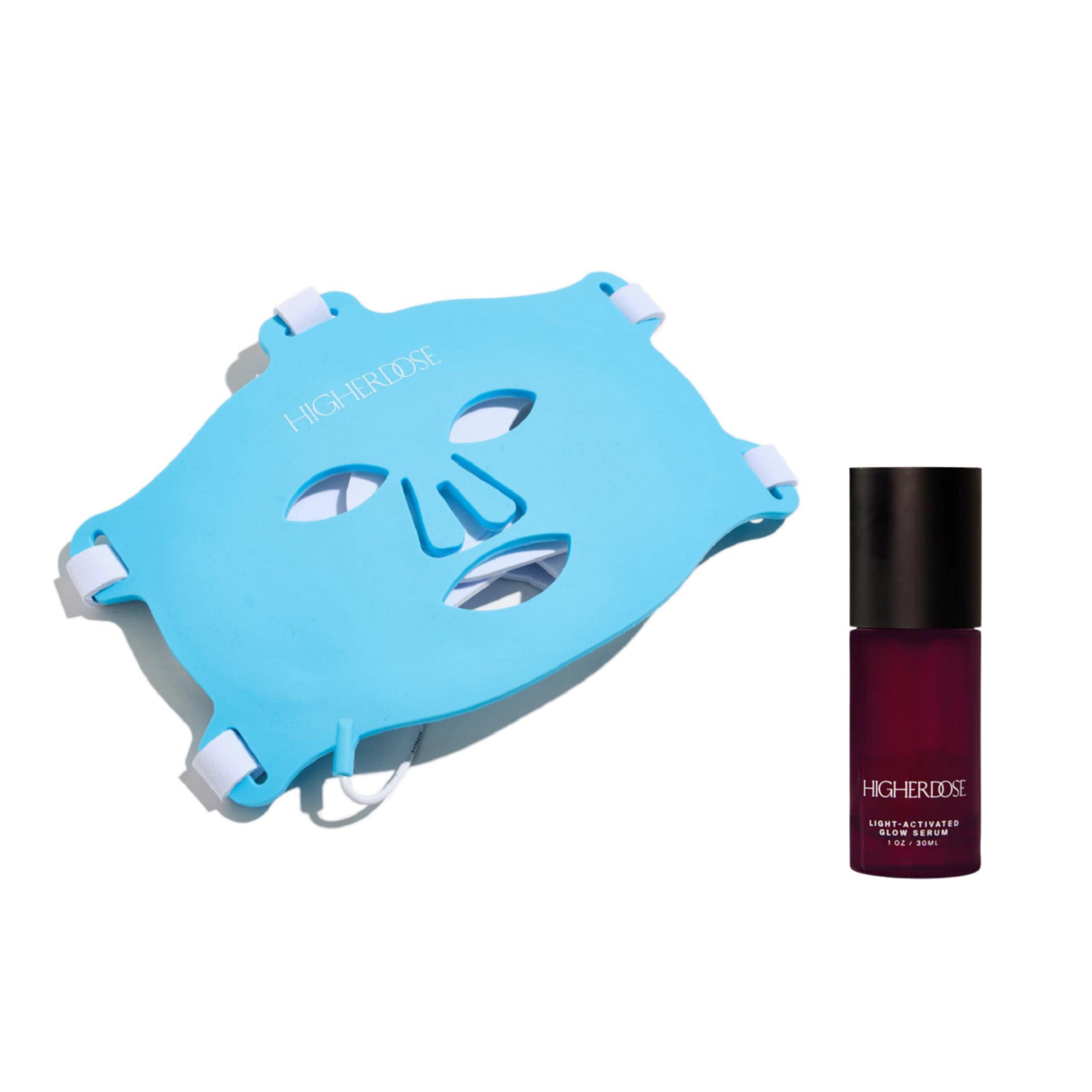 HigherDOSE HigherDOSE Red Light Therapy Face Mask & Light-Activated Glow Serum - Cordless LED Facial Light Therapy Promotes Cellular Renewal & Glowing Skin - Collagen Face Serum Boosts Infrared Benefits (2 Pcs)