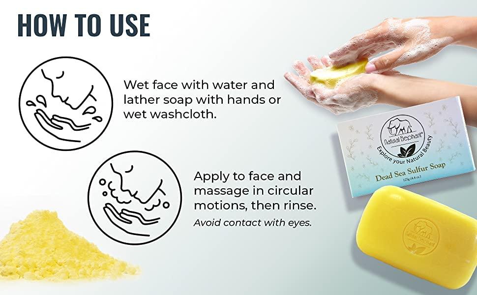 Natural Elephant Natural Elephant Dead Sea Sulfur Soap 4.4 oz with Dead Sea Salt, Aloe Vera, Sulphur Face and Body Cleanser Bar for All Skin Types (10 Pack (44 oz Total))