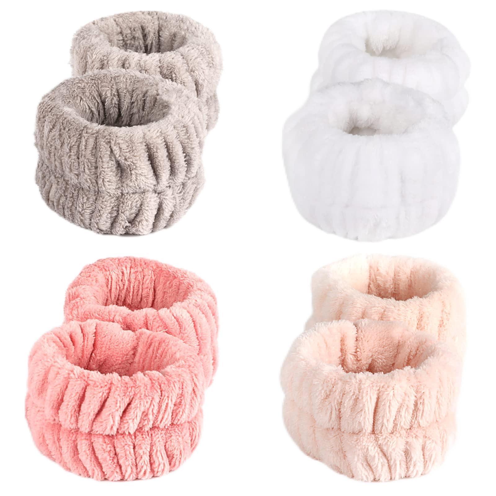 Foungmei 8 Pcs Face Washing Wristbands, Soft & Absorbent Microfiber Wrist Scrunchies for Washing Face, Face Wash Wrist Band for Women Girl, Spa Wrist Wash Band Prevent Water Dripping Down Your Arms