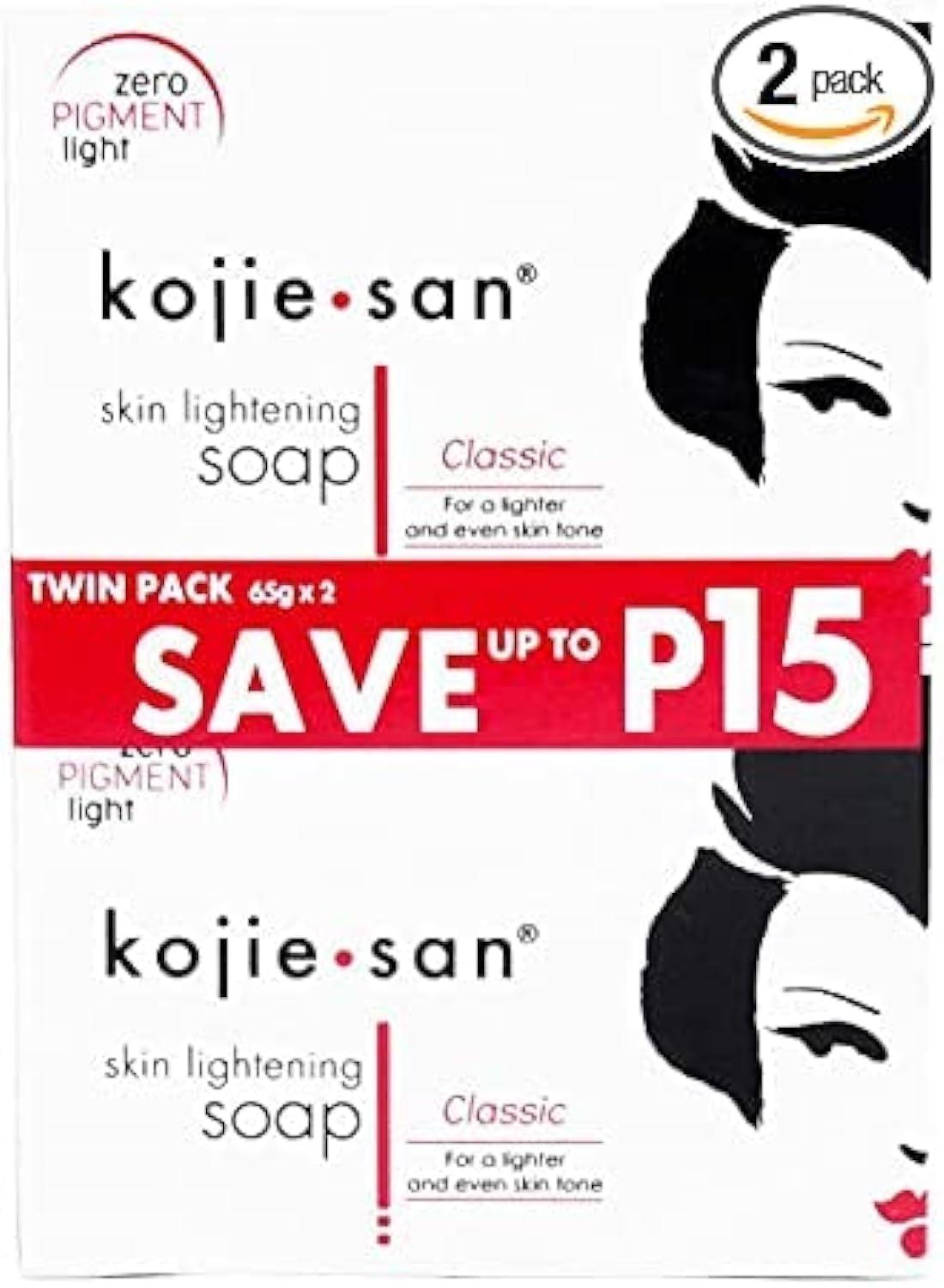Kojie San Kojie San Skin and Body Brightening Soap - Original Kojic Acid, Dark Spot Remover Bar Soap with Glycerin & Tea Tree Oil - 65g x 2 Bars
