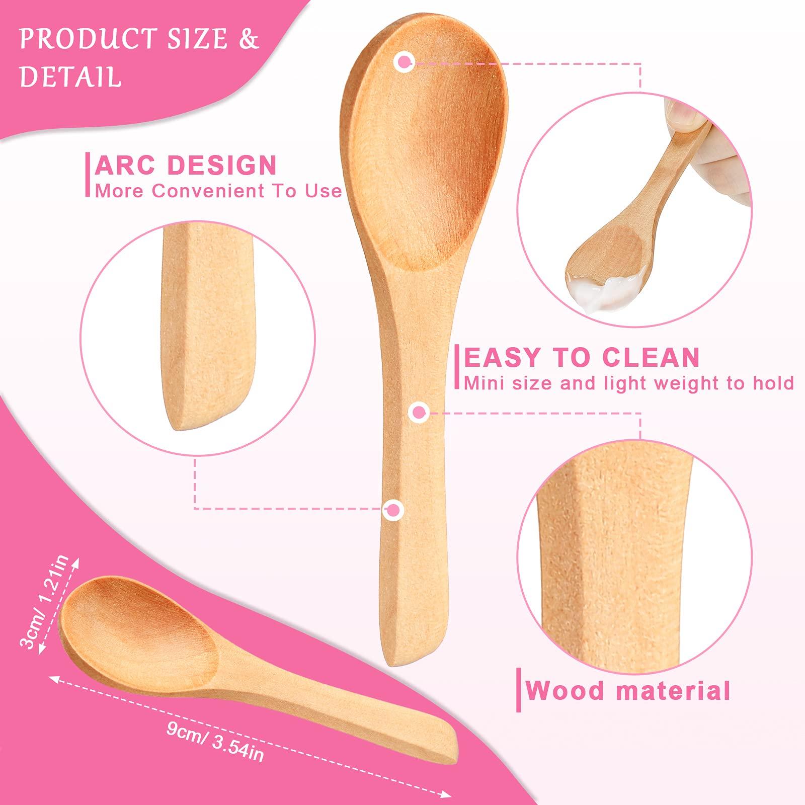 Patelai 36 Pieces Small Wooden Spoons Wooden Makeup Spatulas Cosmetic Spoons Mini Nature Beauty Scoop for Women Girls Mixing Makeup, Facial Cosmetic, Skin Care