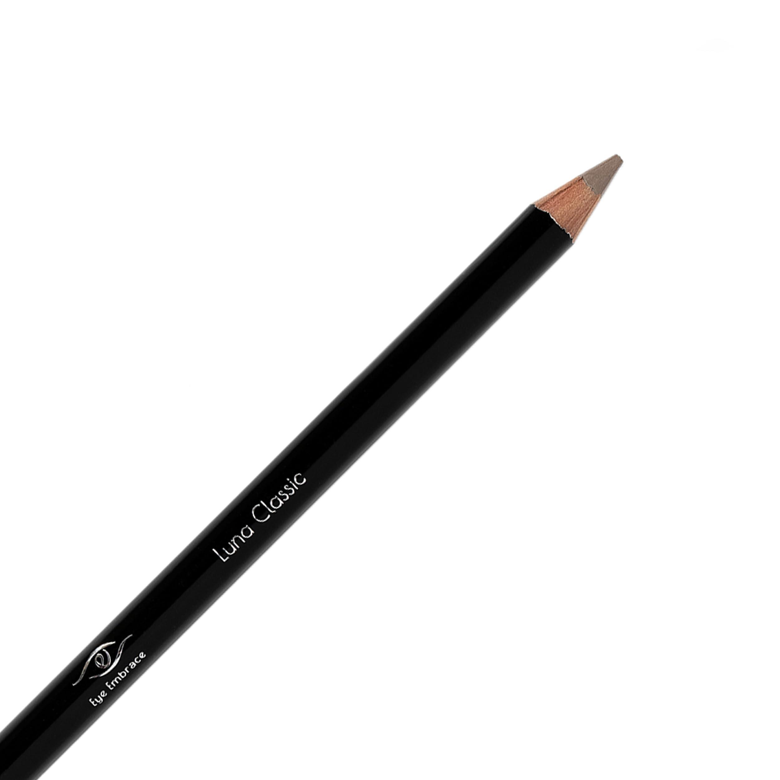 Eye Embrace Eye Embrace Luna Classic: Light Brown-Gray Wooden Eyebrow Pencil Waterproof, Double-Ended Pencil with Sharpener & Spoolie Brush, Cruelty-Free