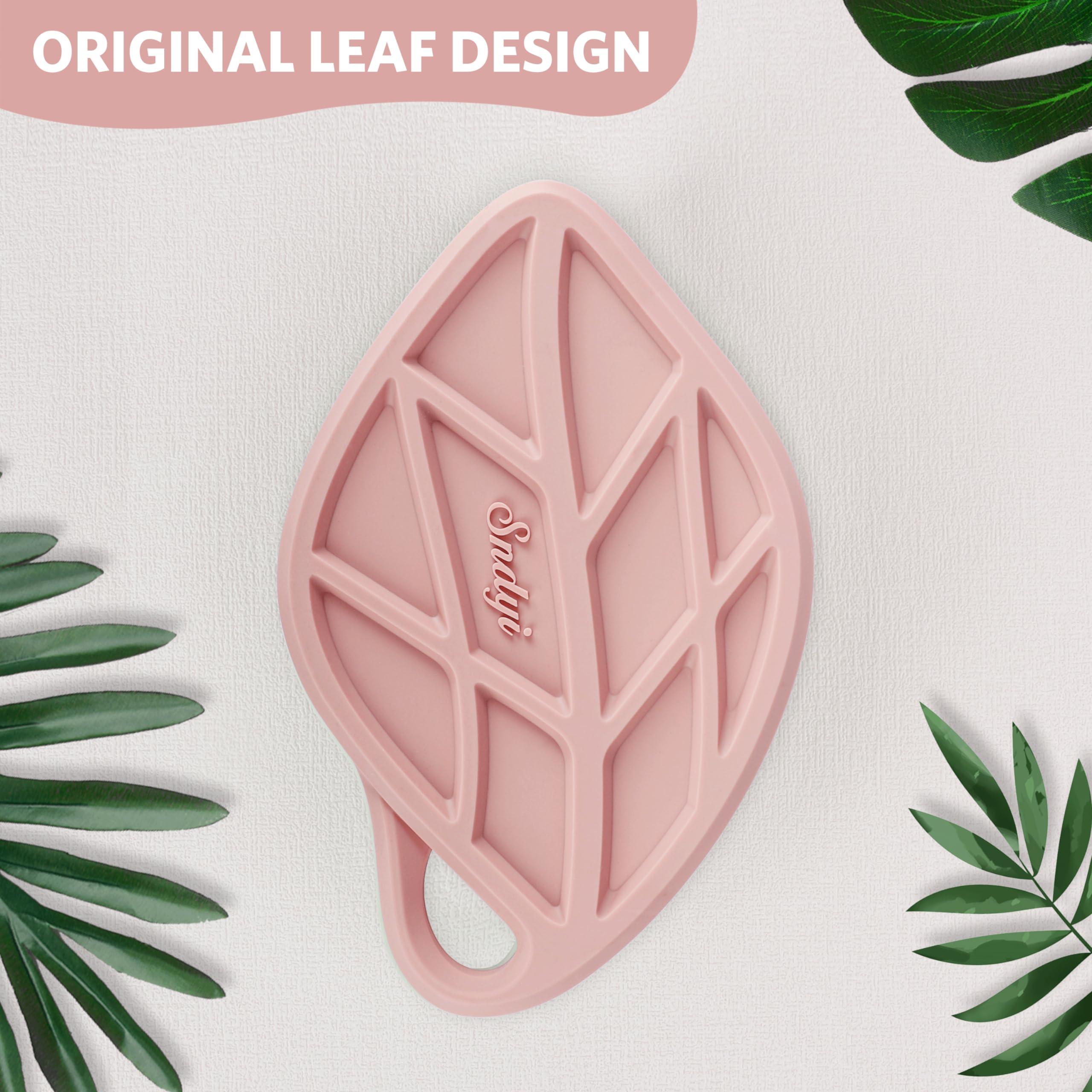 Sndyi Sndyi Silicone Body Scrubber, Gentle Exfoliating Body Scrubber for Sensitive Skin, Leaf Shaped Shower Scrubber for Body with Lathering Bristles, Silicone Loofah Body Brush for Showering, Pink