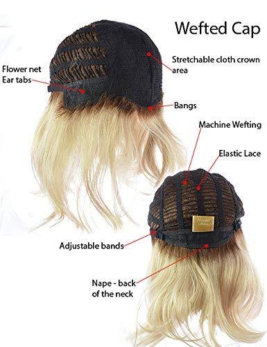 Noriko Maxwigs Reese Monofilament Part Color Creamy Toffee Rooted - Women\'s Tousled Bob Synthetic Short Choppy Layers Side Fringe Bundle with Wig Comb, MaxWigs Hairloss Booklet