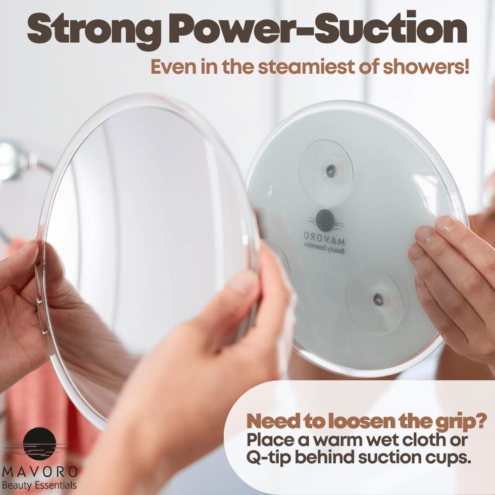 Mavoro Magnifying Mirror with 3 Suction Cups 9 Inch (5X Magnification)