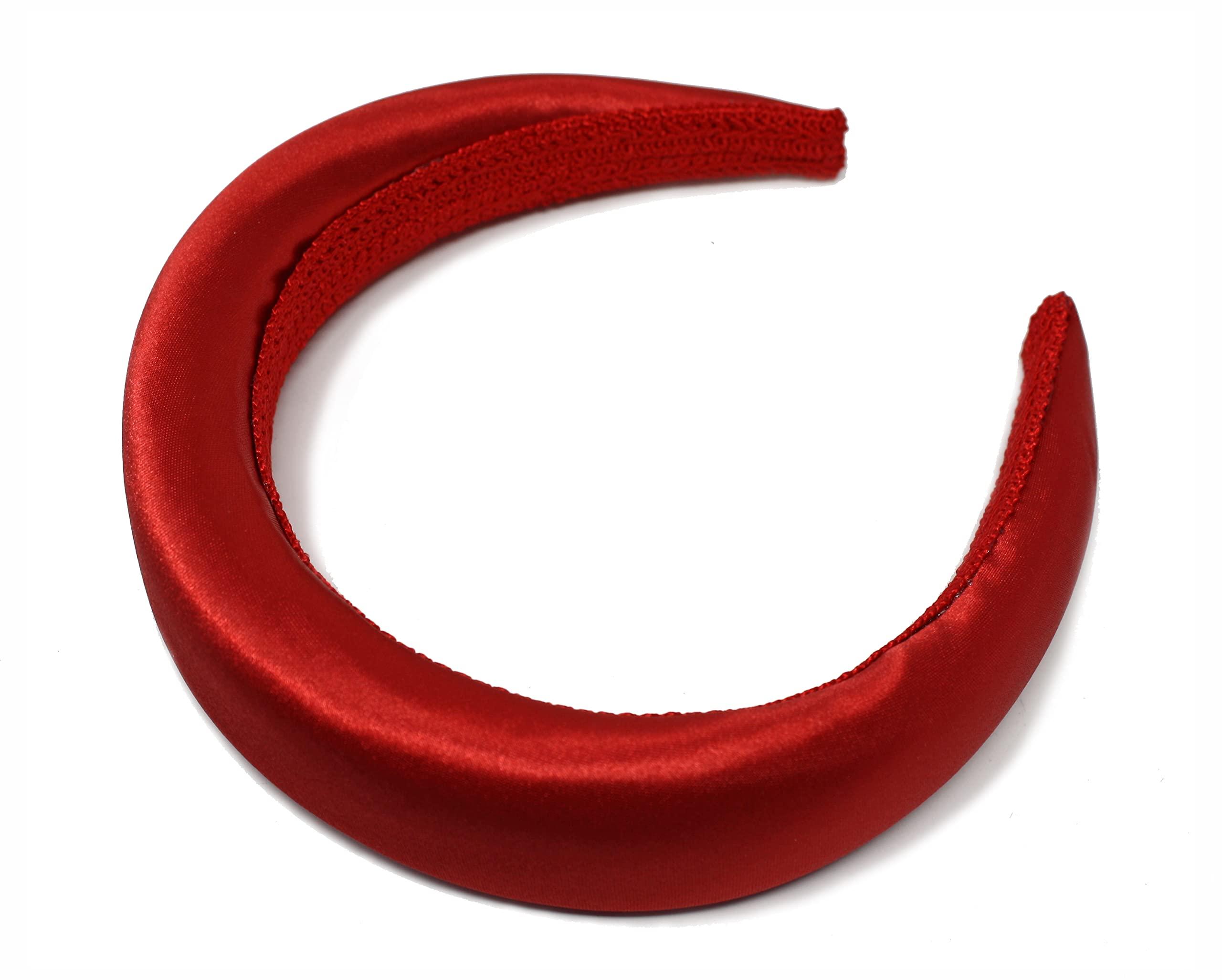 Hey Viv! Red Satin Padded Alice Headband - Ladies 2" Wide Fashion Hair Band