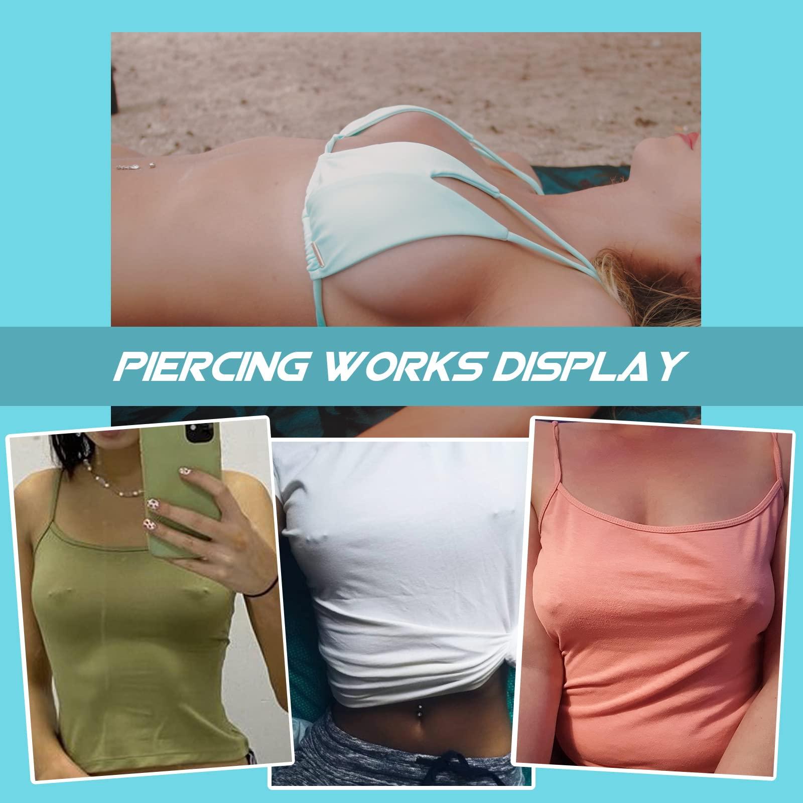 WZPB WZPB Nipple Piercing Kit for Women, 22Pcs Nipple Piercing Kit with 6 Pieces Nipple Piercing Rings Nipple Needle Kit Piercing Jewelry Barbell Heart Curved Shape Rings Barbell Piercing Clamps Needles