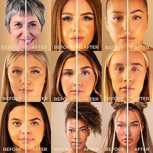 Fab Brows Fab Brows LUX Duo Stencil Eyebrow Kit - The Ultimate Brow Stencil Kit with Duo Brow Powder, Highlighter Powder, Stencil Shapes, Eyebrow Tools & Mirror - Eyebrow Stencil Kit Makeup - Slate/Black