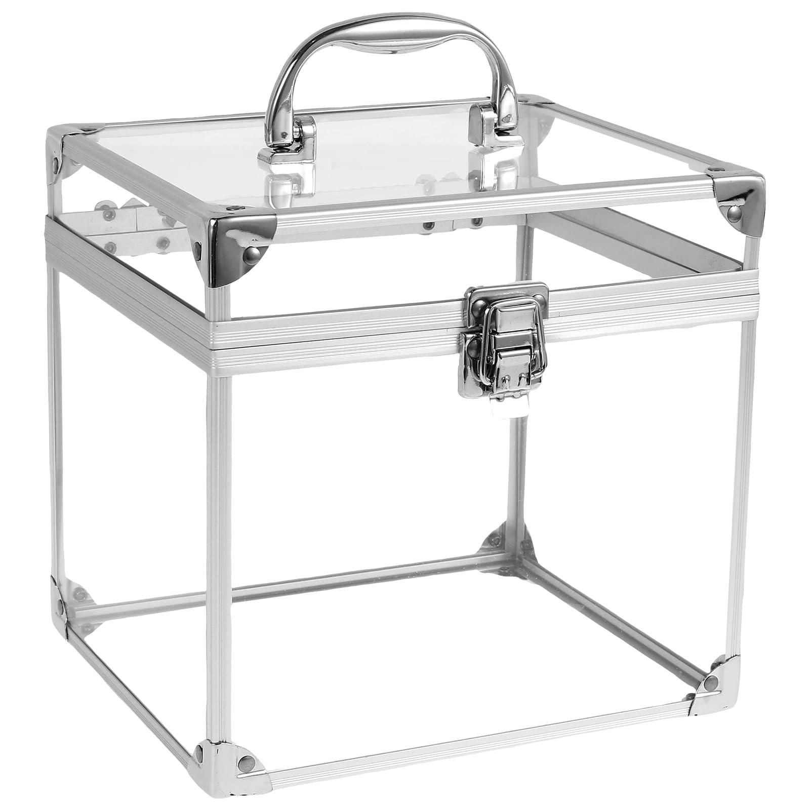 LYIYEYAN LYIYEYAN Makeup Box Clear Cosmetic Case with Latches and Handle Large Capacity Toiletry Organizer Box Portable Travel Makeup Tools Box for Vanity Bathroom Counter Dresser (Silver)