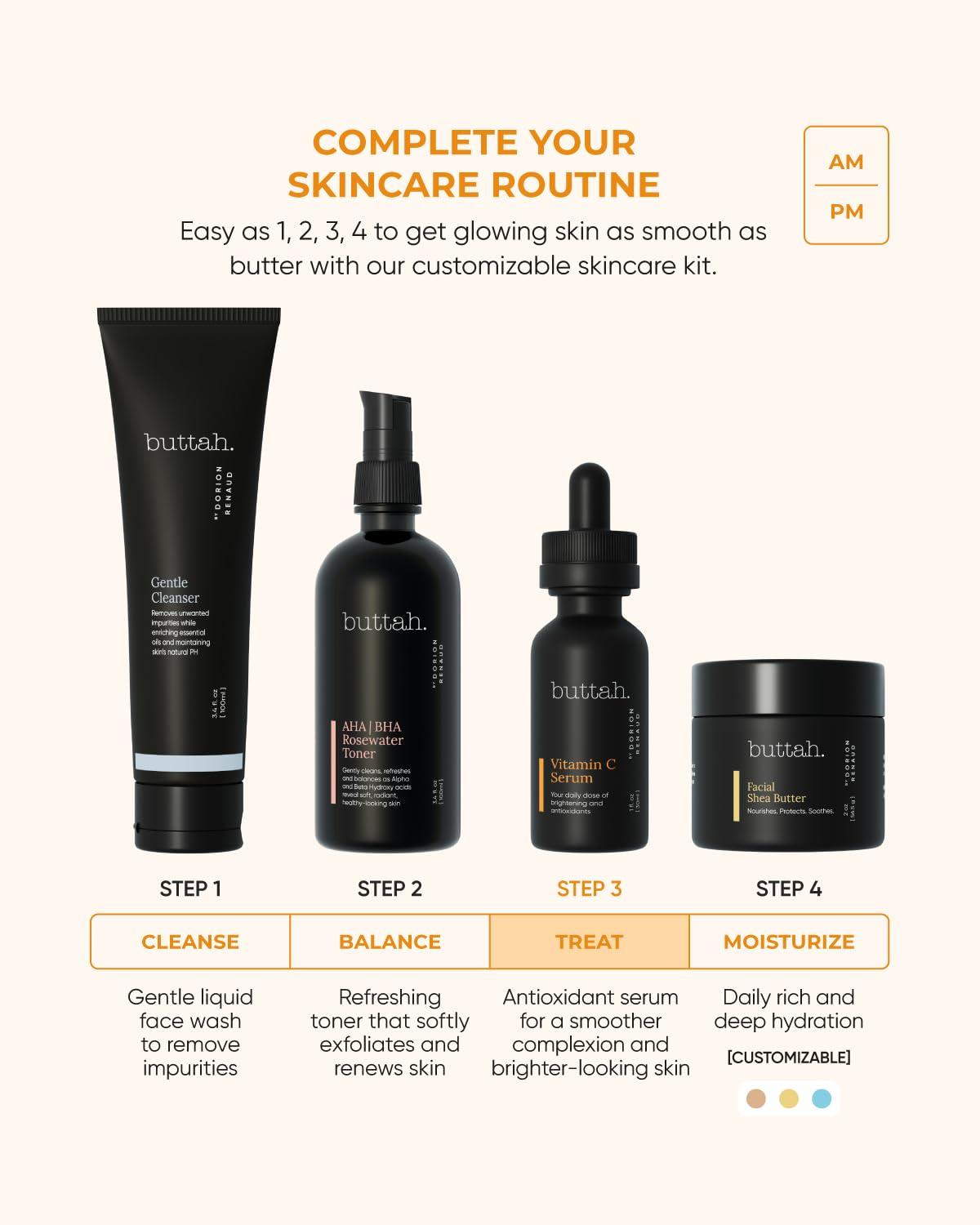 buttah. by Dorion Renaud Buttah Skin Vitamin C Serum 1 FL oz e 30mL - For Face - Vitamin E - Ferulic Acid - Green Tea