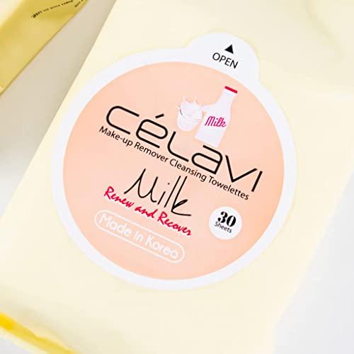 Celavi Cosmetics Celavi Makeup Remover Cleansing Wipes Removing Towelettes 2 Packs - 60 Sheets (Milk)