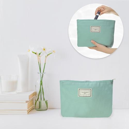 VOCOSTE VOCOSTE Canvas Cosmetic Bag, Canvas Zipper Makeup Pouch, Makeup Bags for Purses, Portable Travel Make Up Bag, Women's Canvas Makeup Bag Suitable for Coin Lipsticks, Green