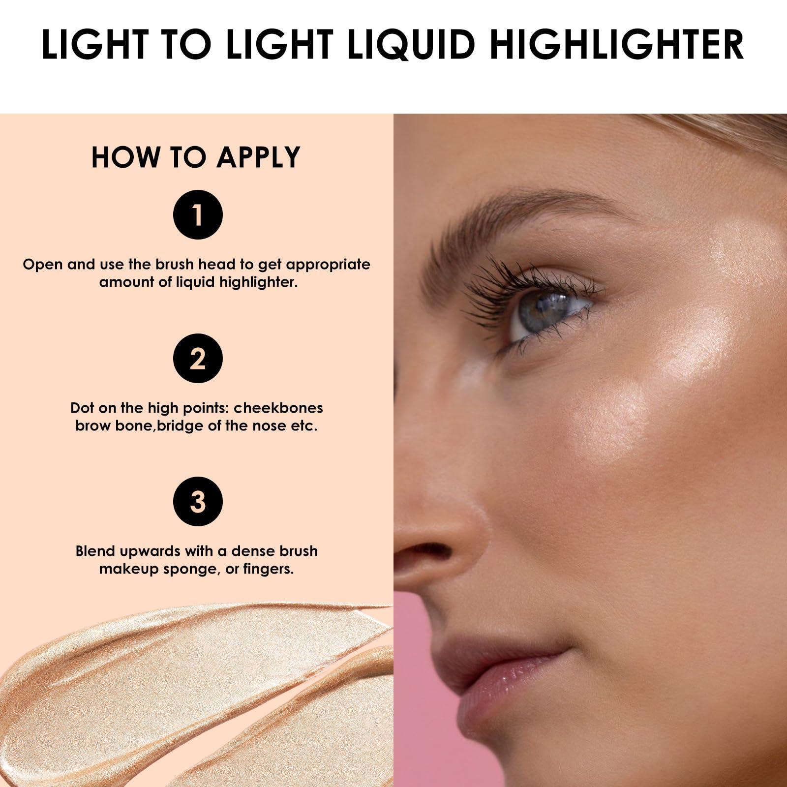 FOCALLURE FOCALLURE Shimmer Liquid Highlighter, Smooth Cream Formula and Non-greasy Finish,Delivers a Natural Glow, Long Lasting Illuminator Highlighter Face Enhancing Makeup,Violet Ray