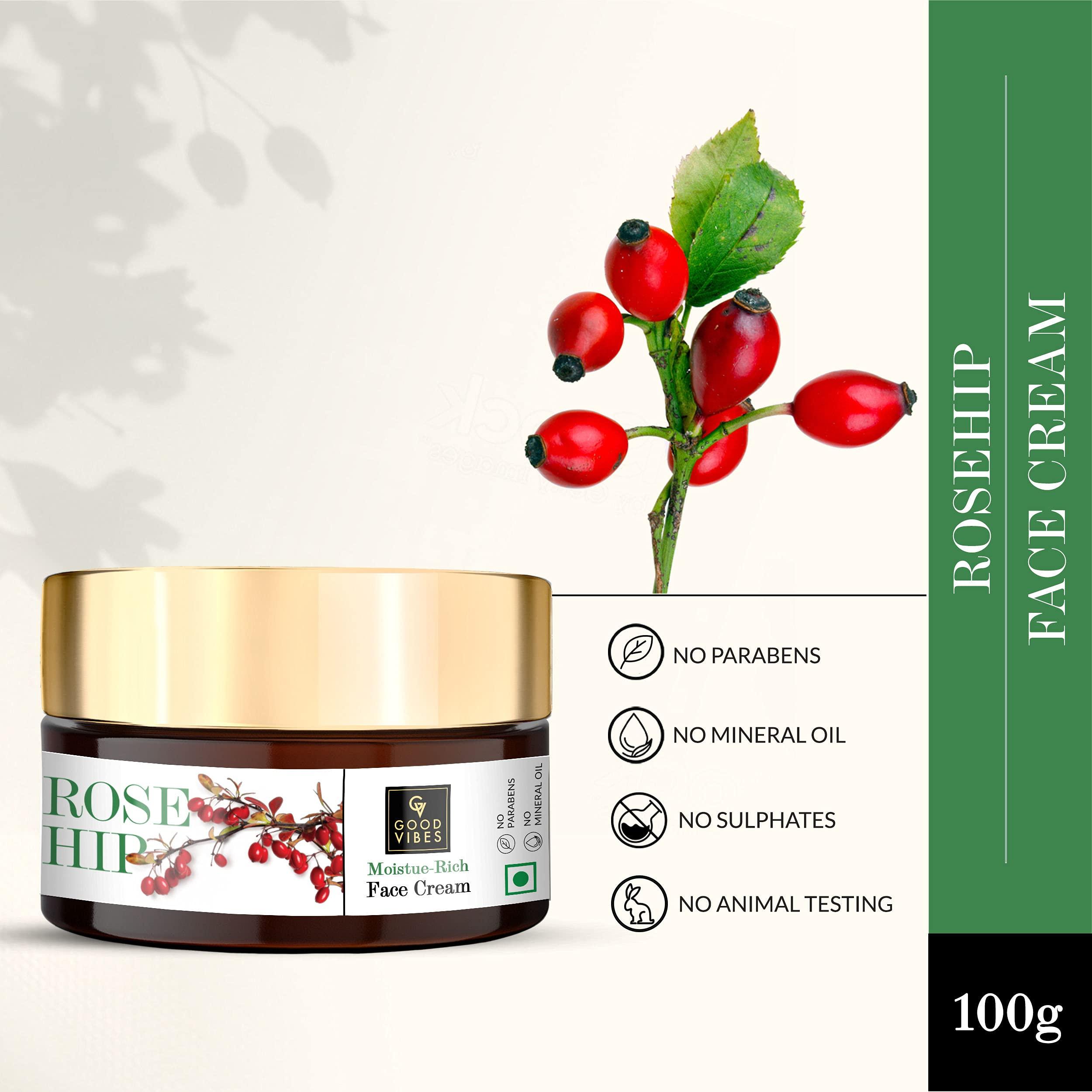 Good Vibes Good Vibes Rosehip Moisture-Rich Face Cream - 100 g - Softening and Nourishing for Dry, Dull and Uneven Skin