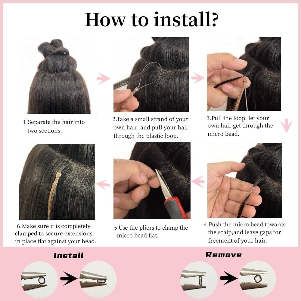 Senmy Senmy Microbead Hair Extensions Brown 24inch Invisible Micro Link Bead Extensions Human Hair 1g/strand 50g Dark Brown Hair Extensions Real Human Hair Micro Beads For Women