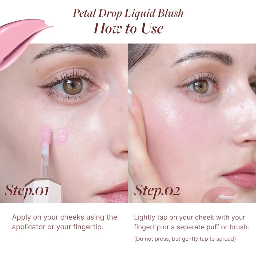 DEARDAHLIA DEAR DAHLIA Petal Drop Liquid Blush BARELY Liquid Blush for Cheeks, Blush Liquid Makeup, Rare Beauty, Natural Long Lasting Face Blush Cream Makeup, Skin Tint Blush, 4g (TAFFY, 4g)