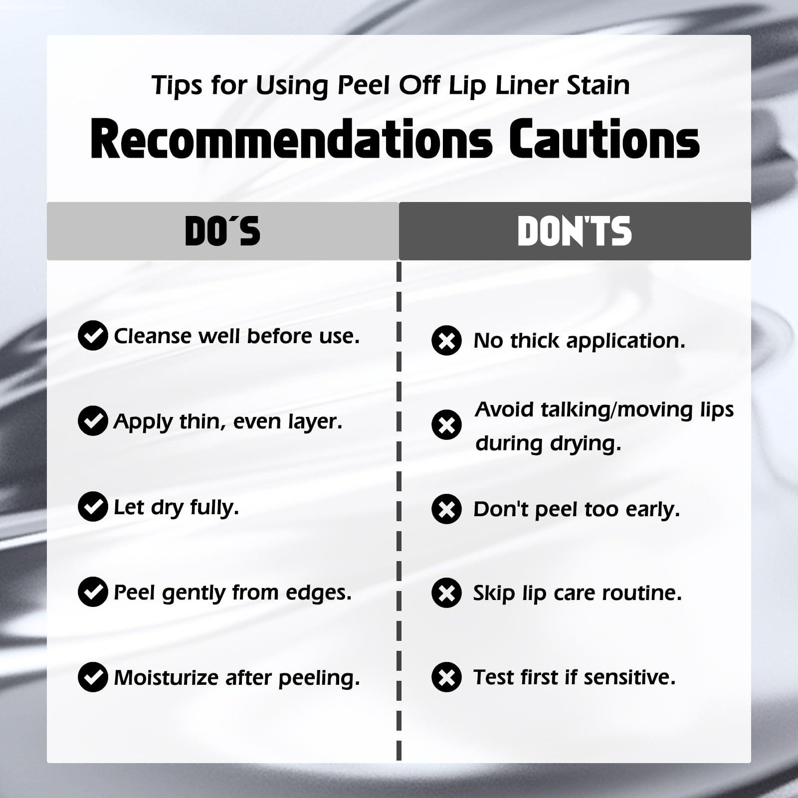 KIMUSE KIMUSE Peel Off Lip Liner Stain, Long Lasting Lip Tint Stain Peel Off, Waterproof, Transfer-Proof, Highly Pigmented Color Peel Off Lip Stain Liner, Matte Finish