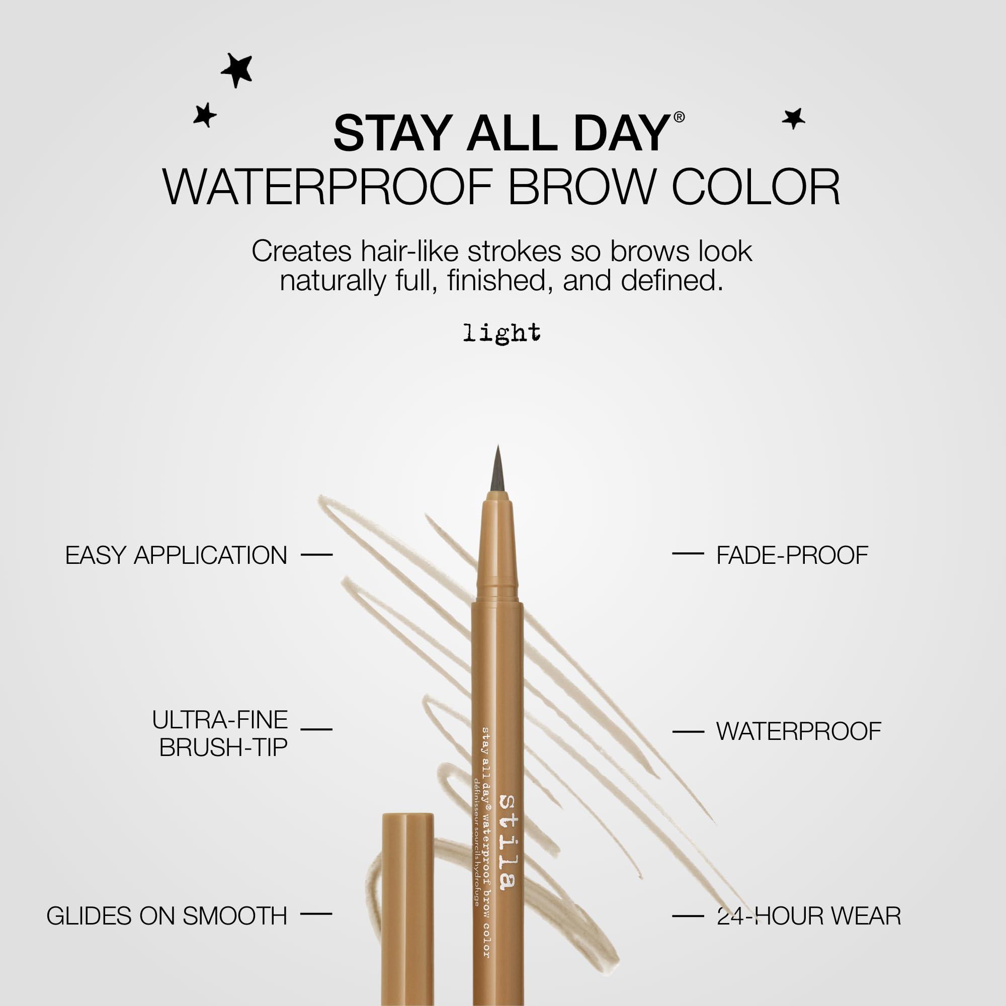 stila Stay All Day Waterproof Brow Color | Shape & Define Eyebrows, Long-Lasting Wear, Fine Brush-Tip for Precise & Easy Application | Light