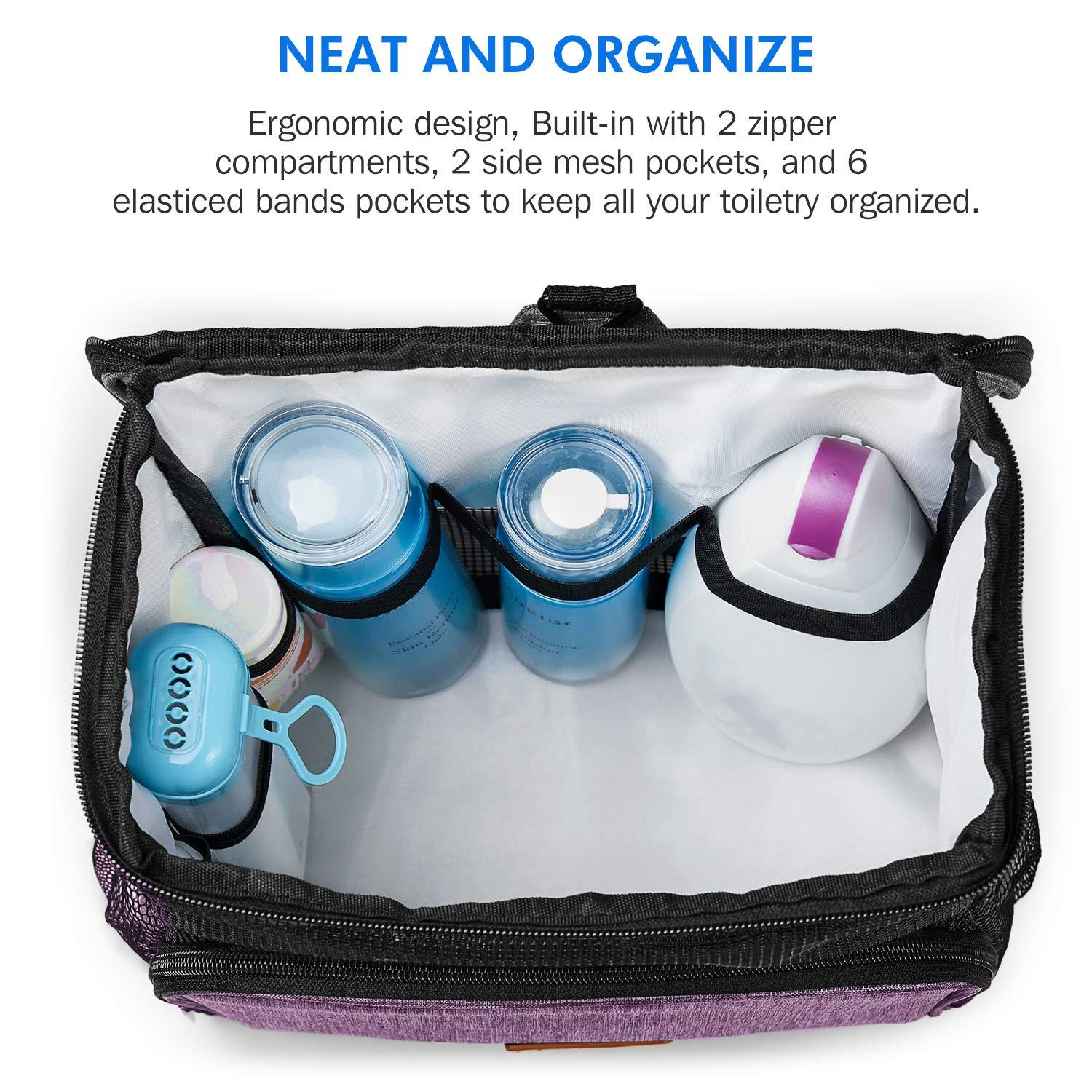 Hiverst Hiverst Hanging Toiletry Bag, Shower Caddy Tote Bag (Updated Version, Full Size Bottle Compatible), Bath Organizer for College Dorms, Gym, Camp, Women Men, with Funny Luggage Tag