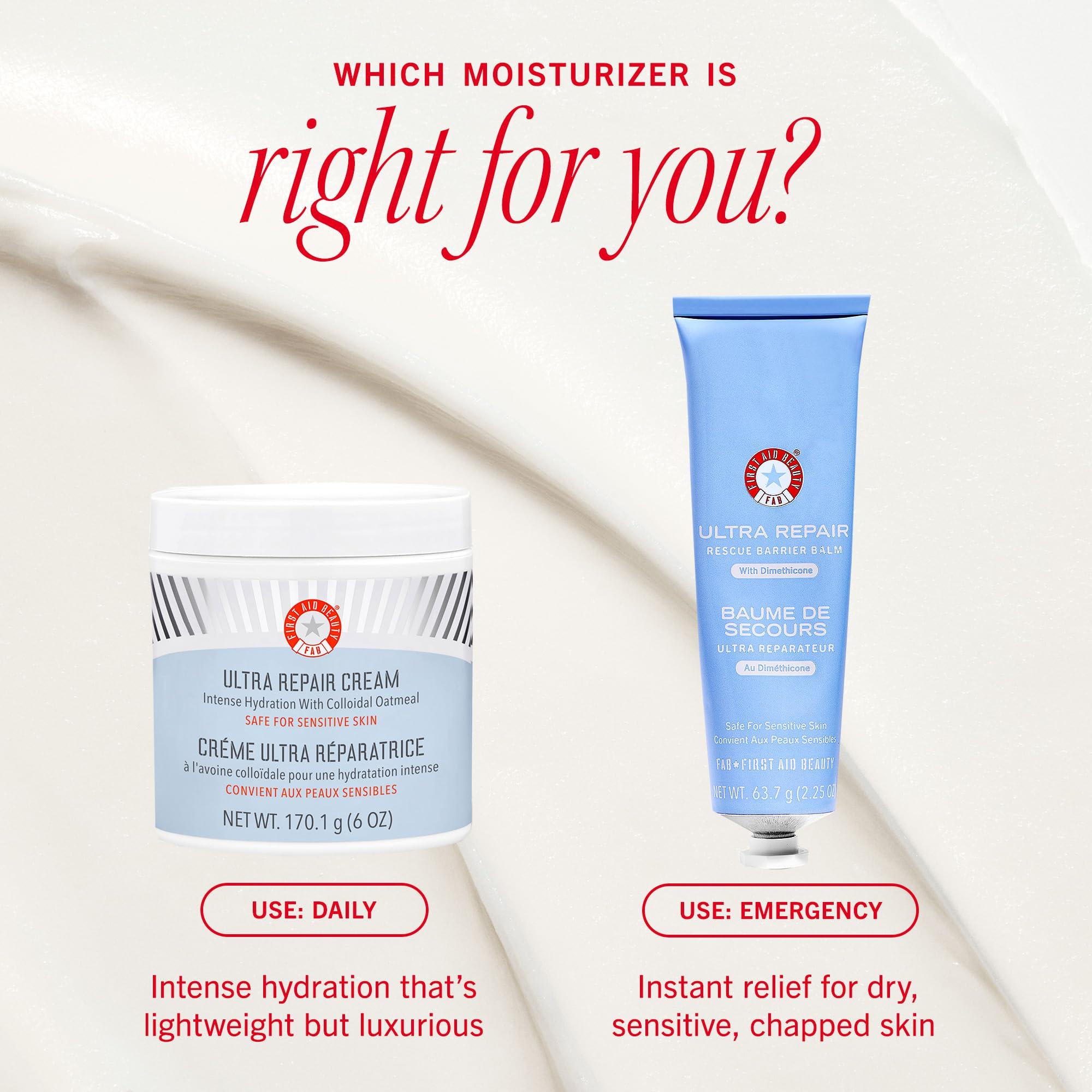 First Aid Beauty First Aid Beauty Ultra Repair Cream Intense Hydration Moisturiser for Face and Body Rich Whipped Texture For Immediate Skin Hydration, 170.1g